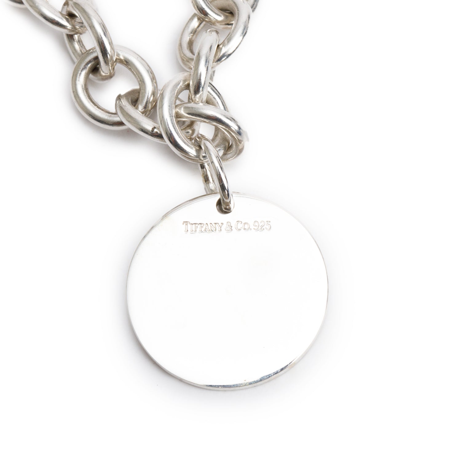 Tiffany & Co. Sterling Silver Round Tag Link Necklace