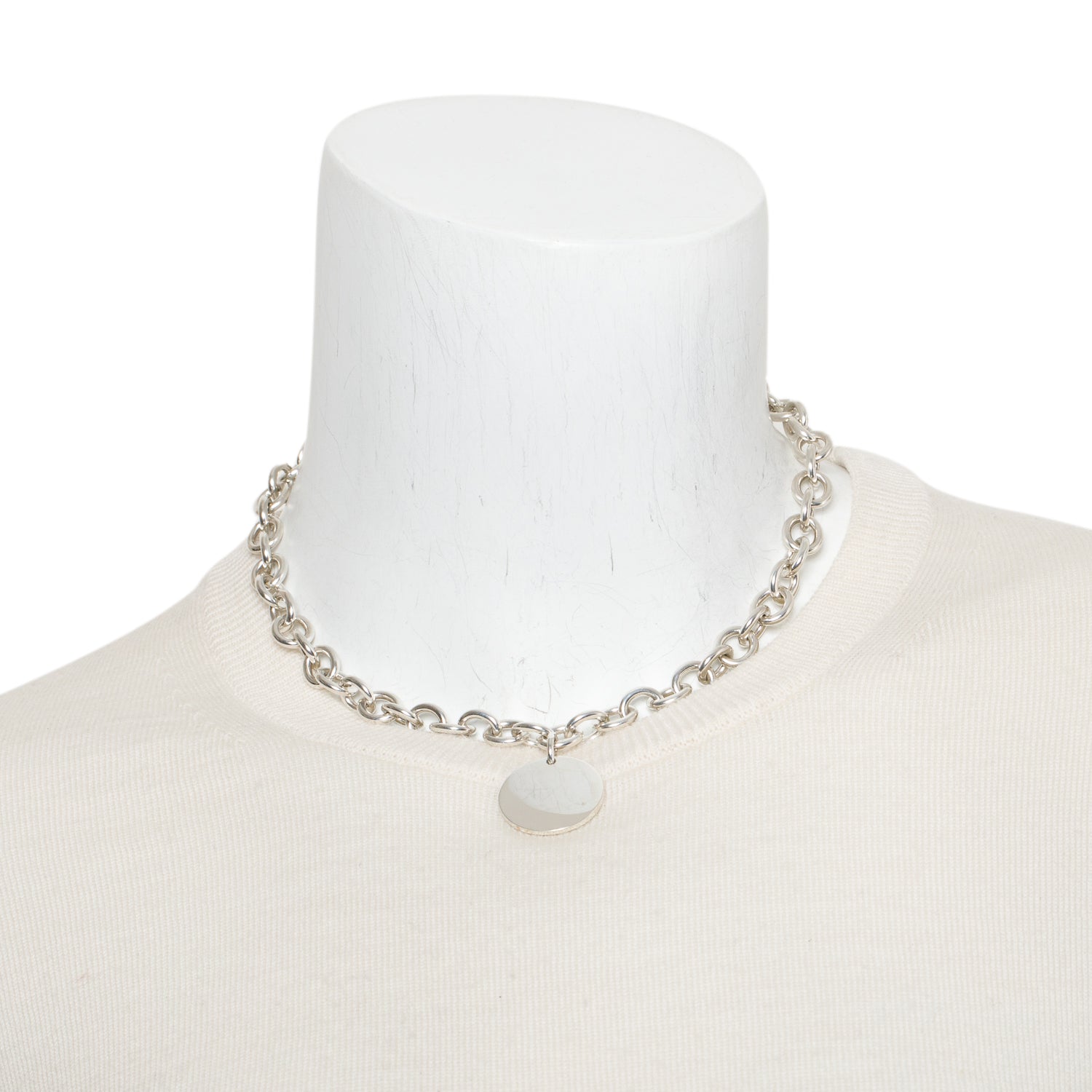 Tiffany & Co. Sterling Silver Round Tag Link Necklace