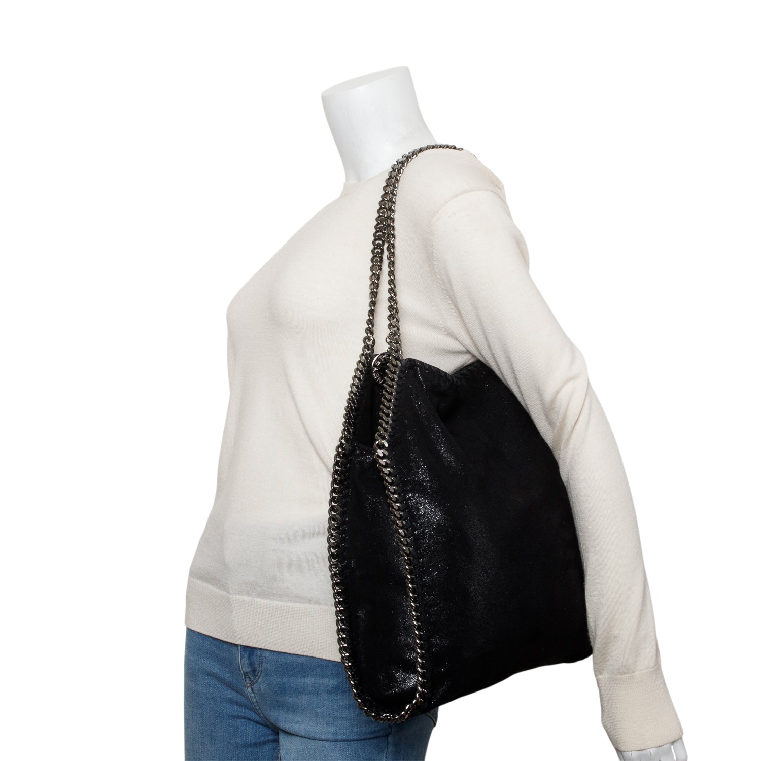 Stella McCartney Black Shaggy Deerskin Falabella tote