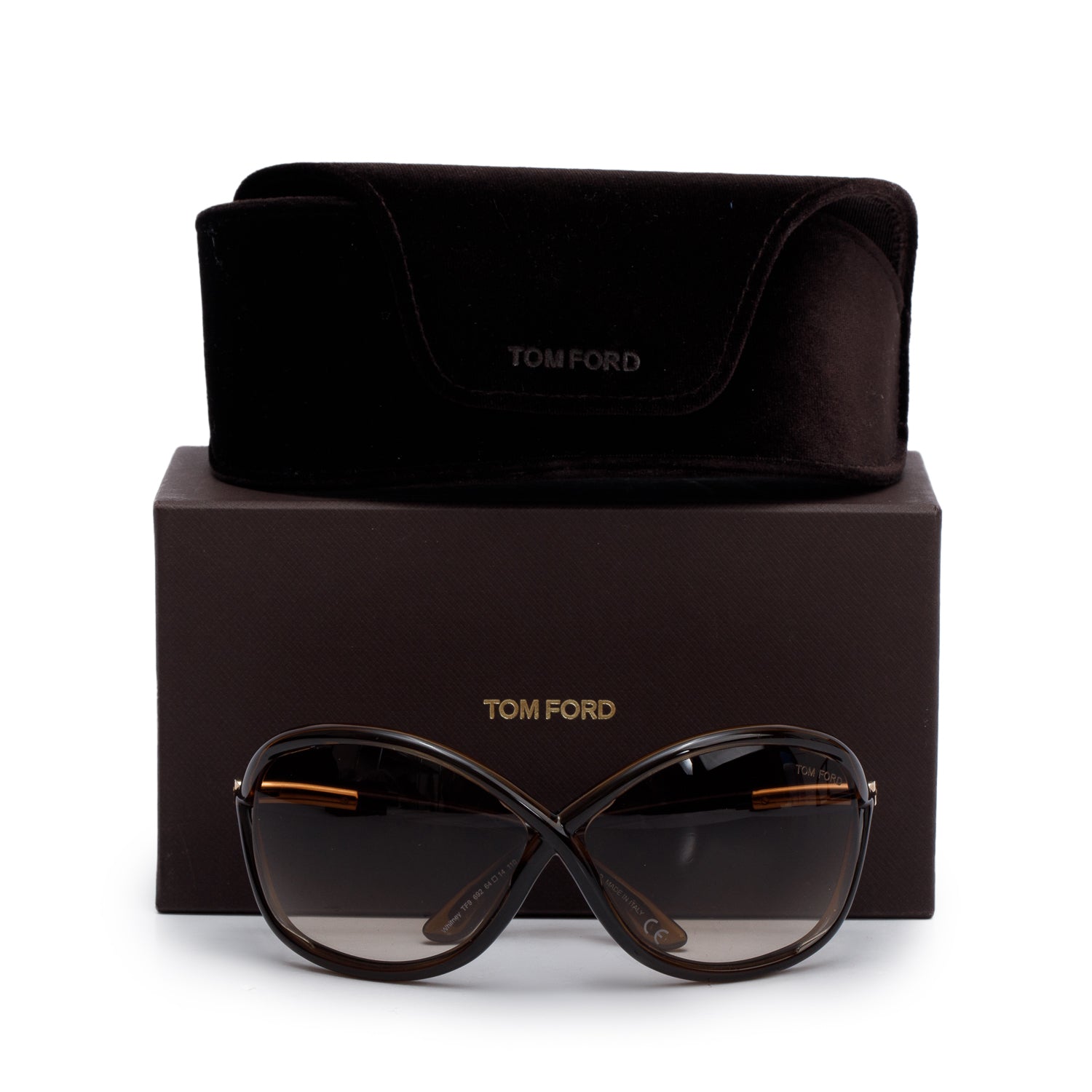 Tom Ford TF9 Brown Whitney Cat-Eye Sunglasses w/ Case
