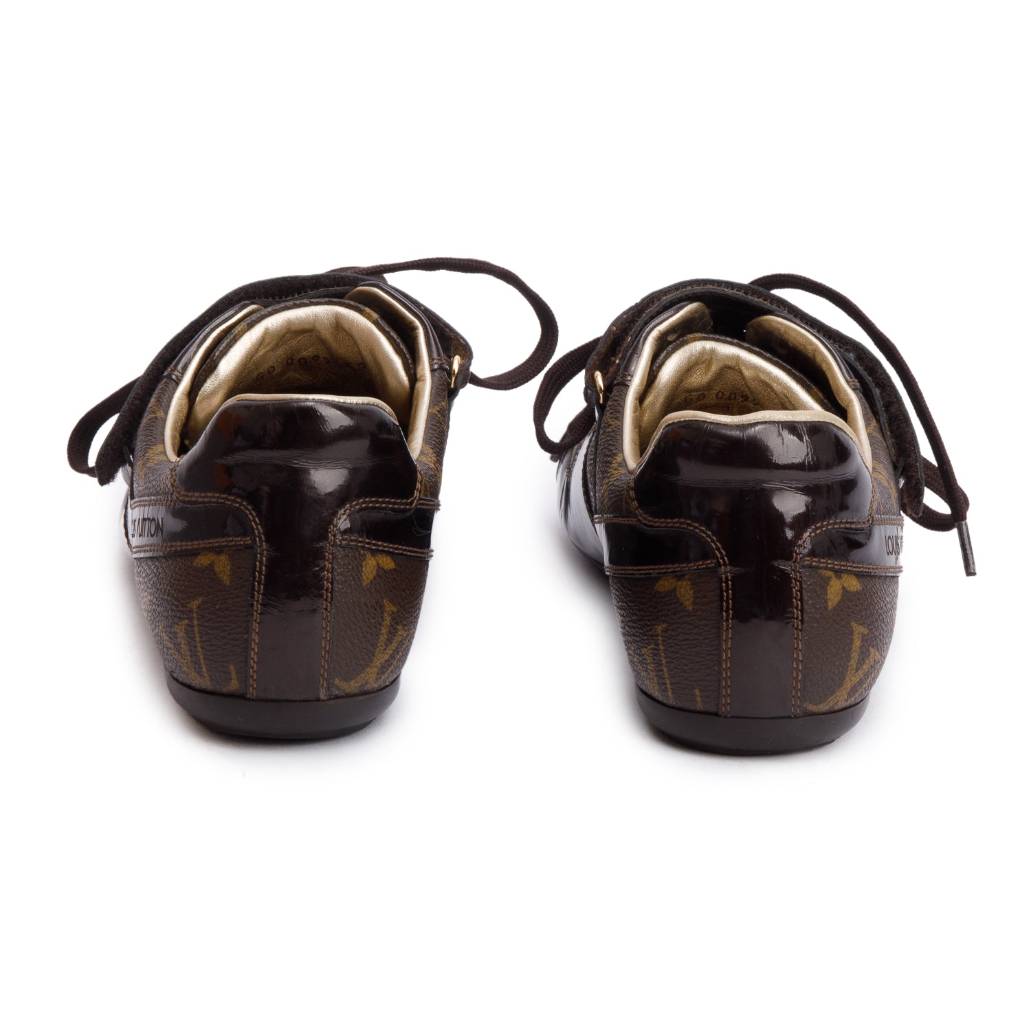 Louis Vuitton Monogram Canvas Brown Patent Leather Globe Trotter Sneakers, Size 39 w/ Box