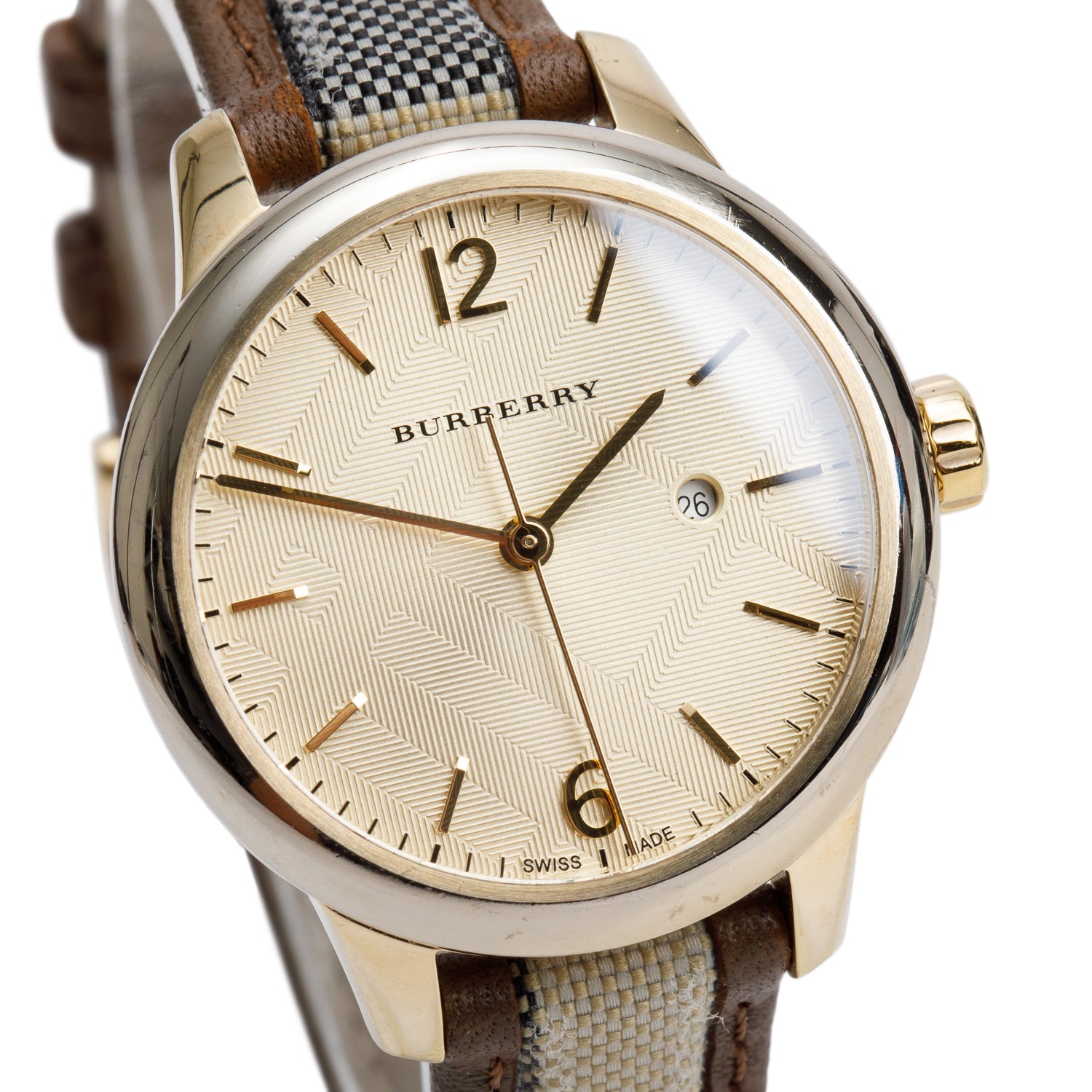 Burberry Gold-Plated Stainless Steel BU10114 32 MM Classic Nova Check Quartz Watch