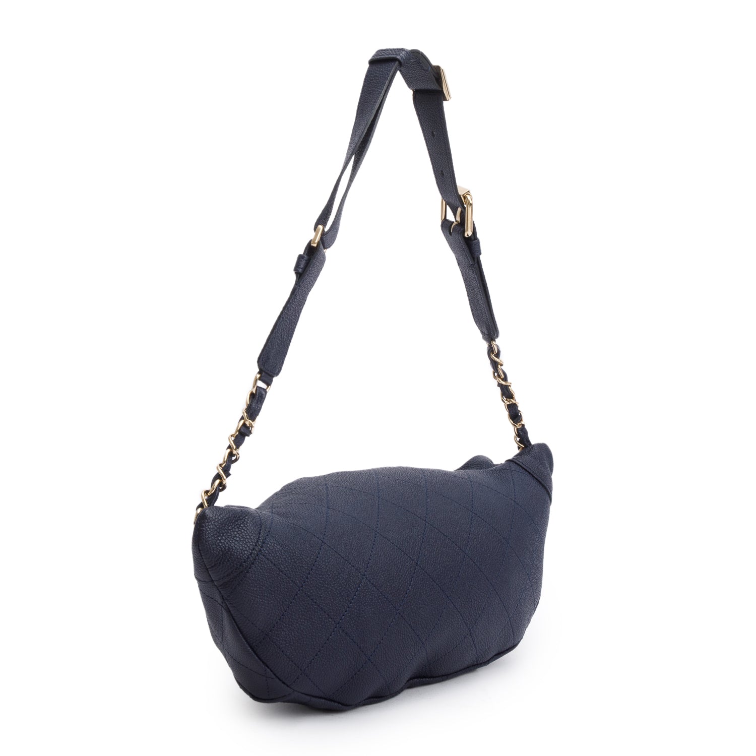Chanel Navy Calfskin Leather Quilted Banane Waist Bag w/ Box & Authenticity Card
