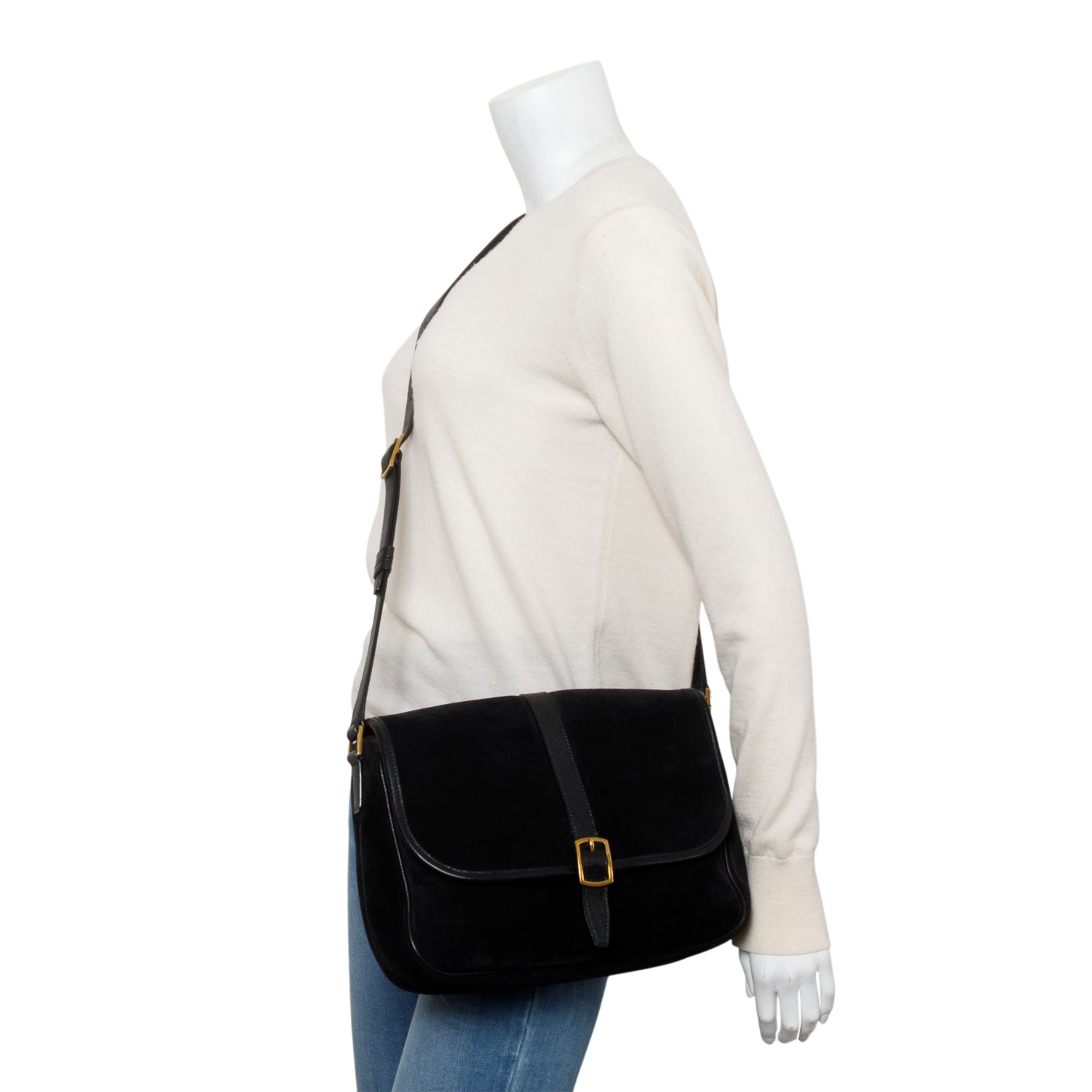 Saint Laurent Black Suede Medium Sorbonne Crossbody Bag