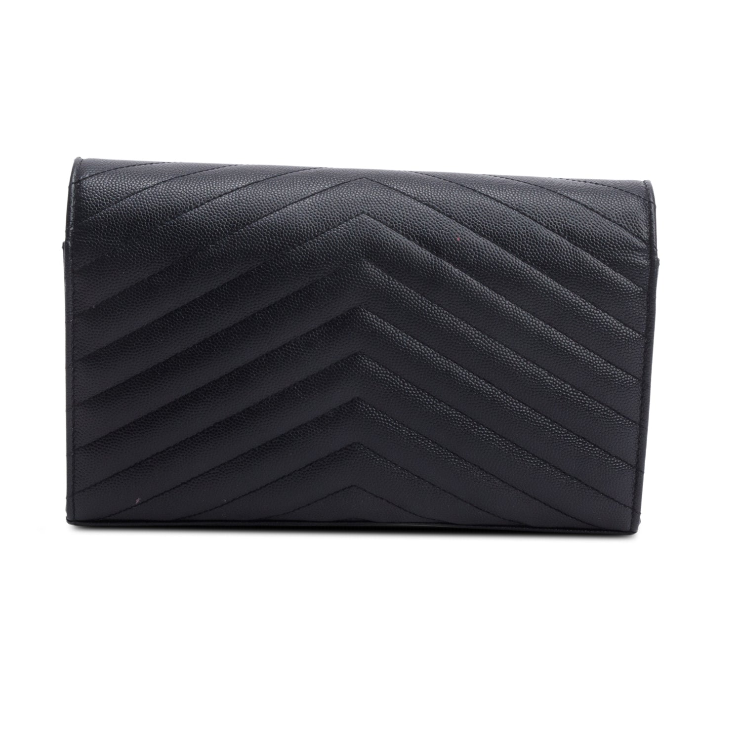 Saint Laurent Black Cassandre Matelasse Envelope Chain Wallet