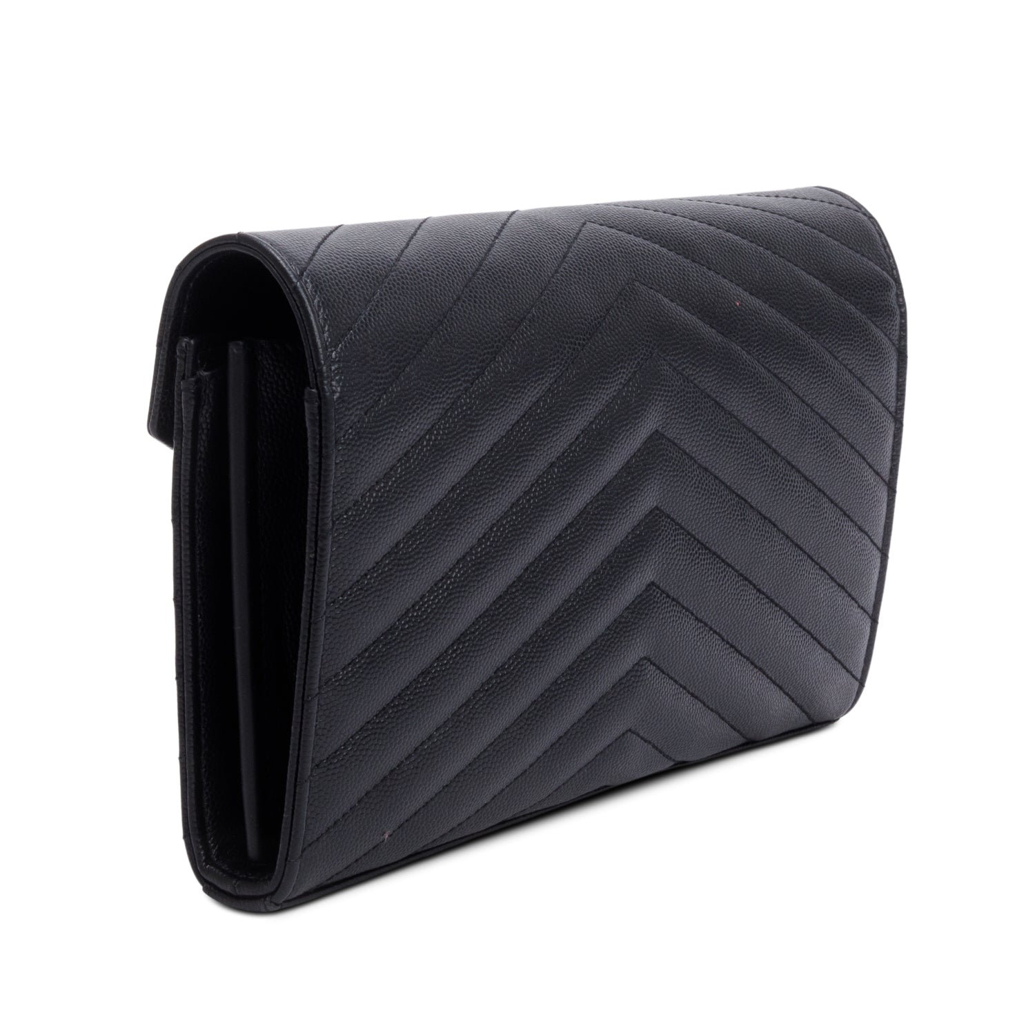 Saint Laurent Black Cassandre Matelasse Envelope Chain Wallet