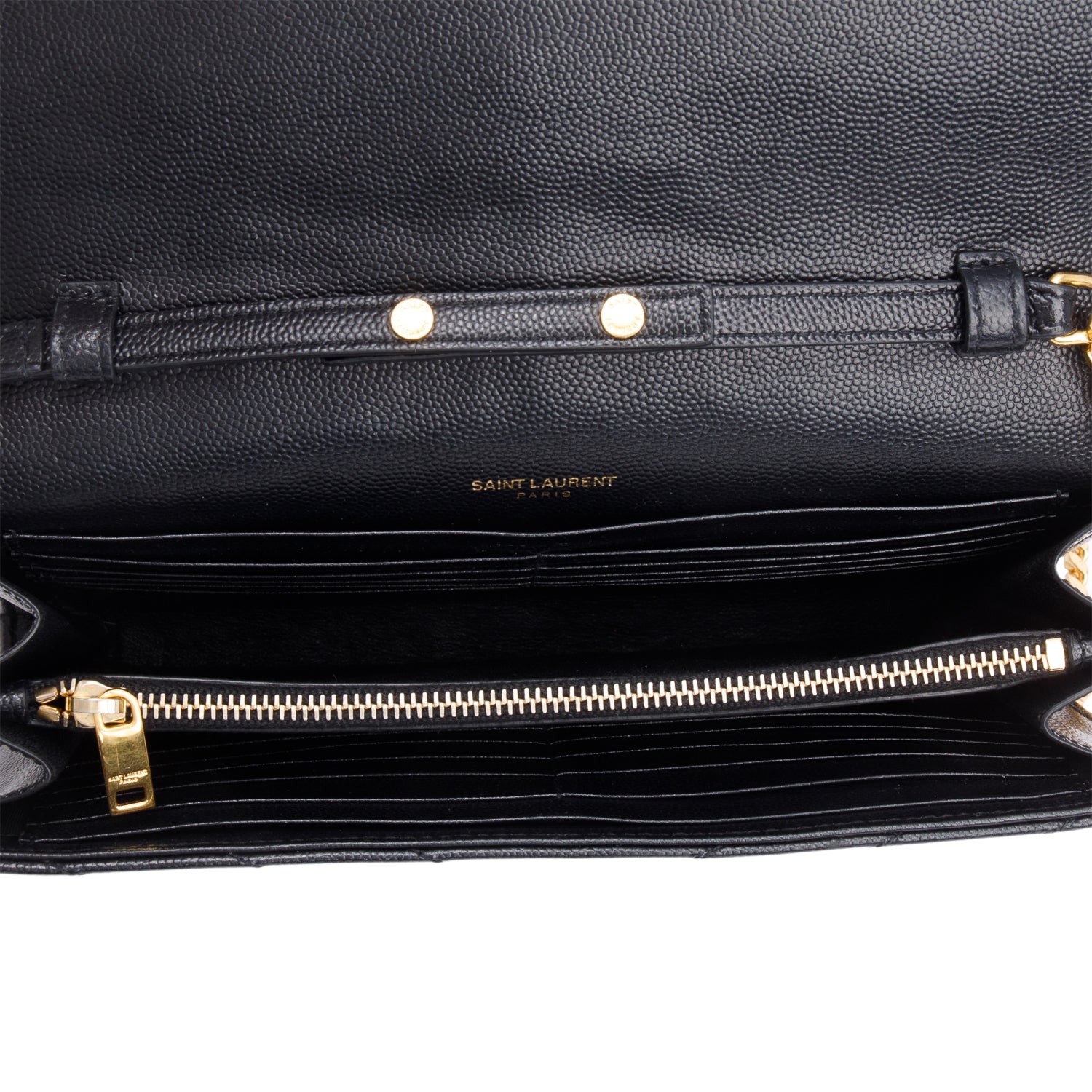 Saint Laurent Black Cassandre Matelasse Envelope Chain Wallet