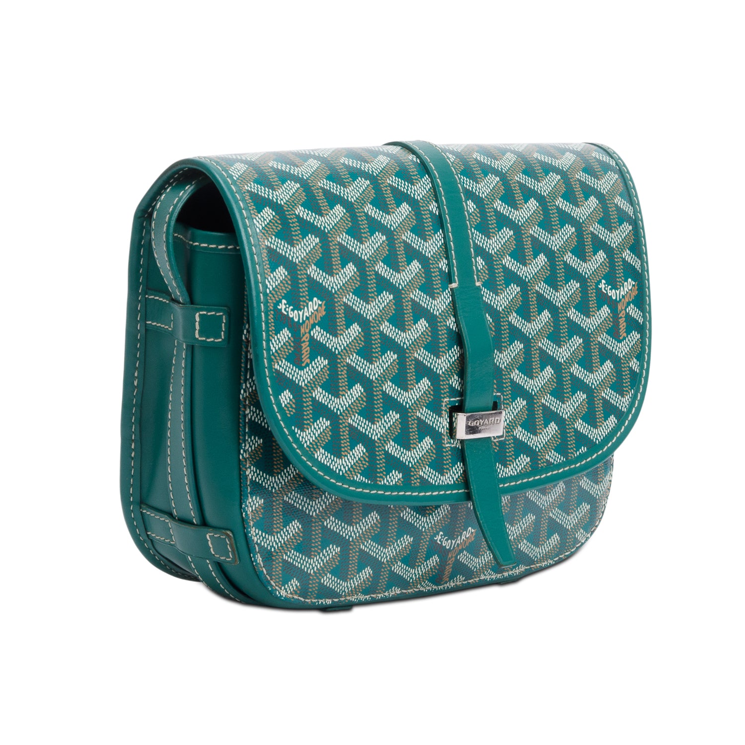 Goyard 2021 Green Leather & Monogram Canvas Belvedere II PM Crossbody Bag