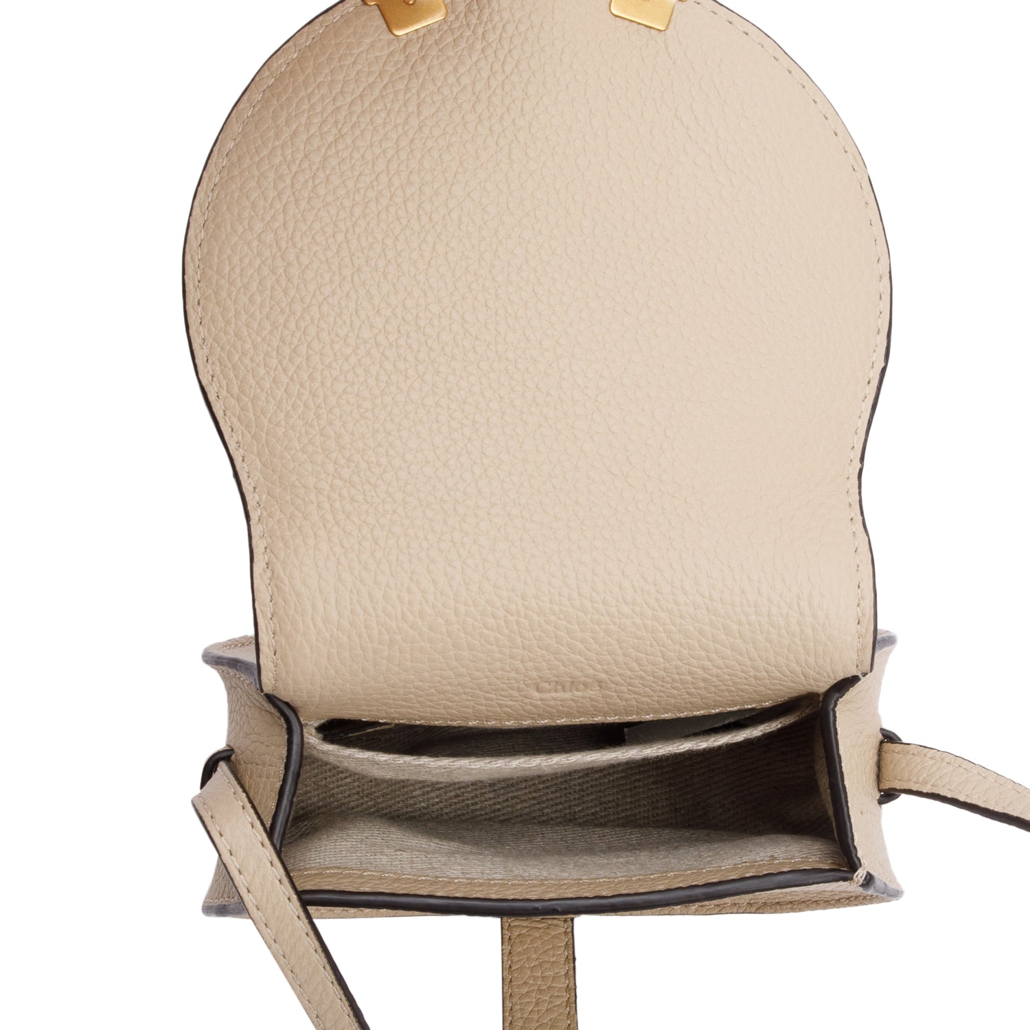 Chloe Beige Grained Leather Nano Marcie Crossbody Bag w/ Authenticity Card