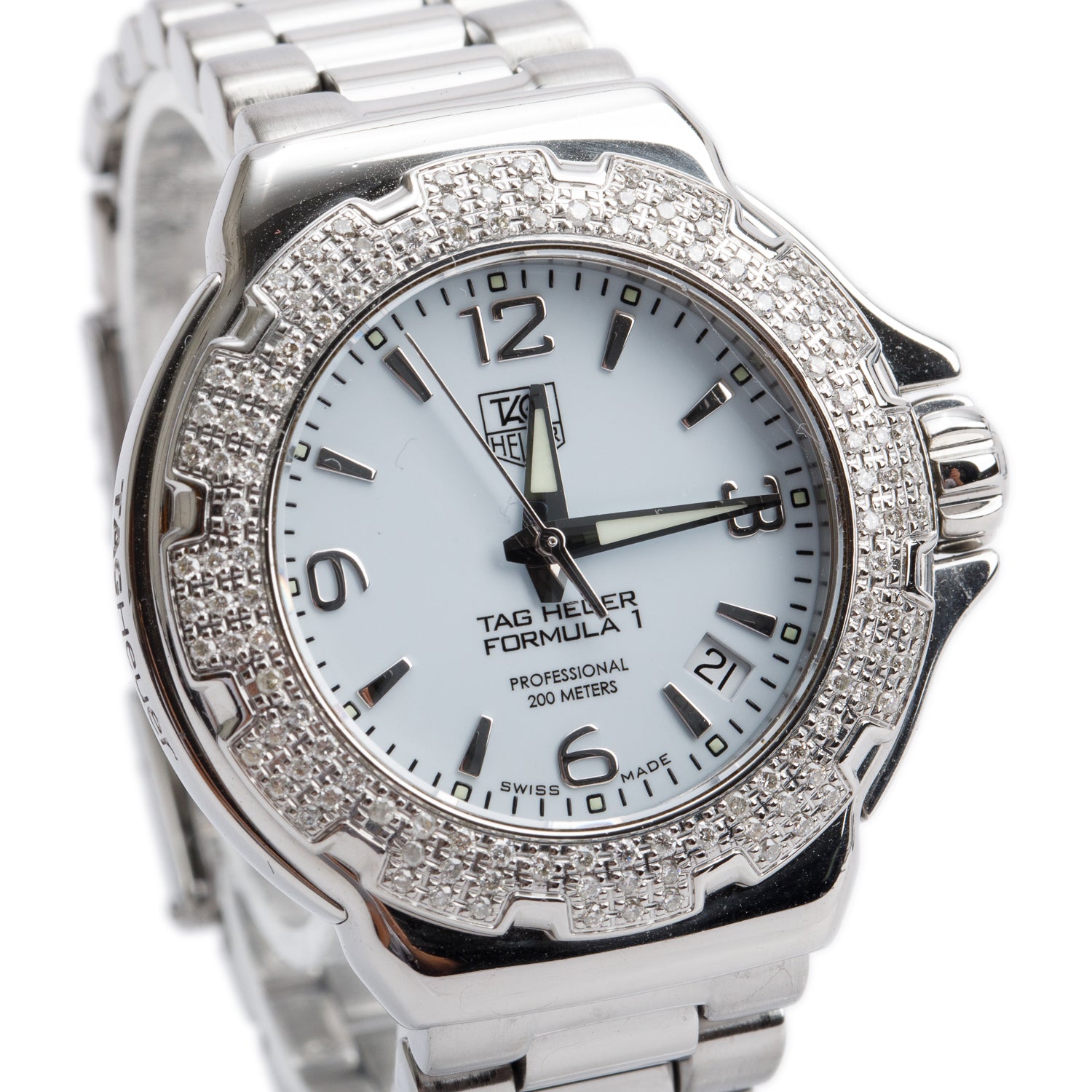 Tag Heuer Stainless Steel Formula 1 Diamond Bezel 37 MM Watch WAC1215