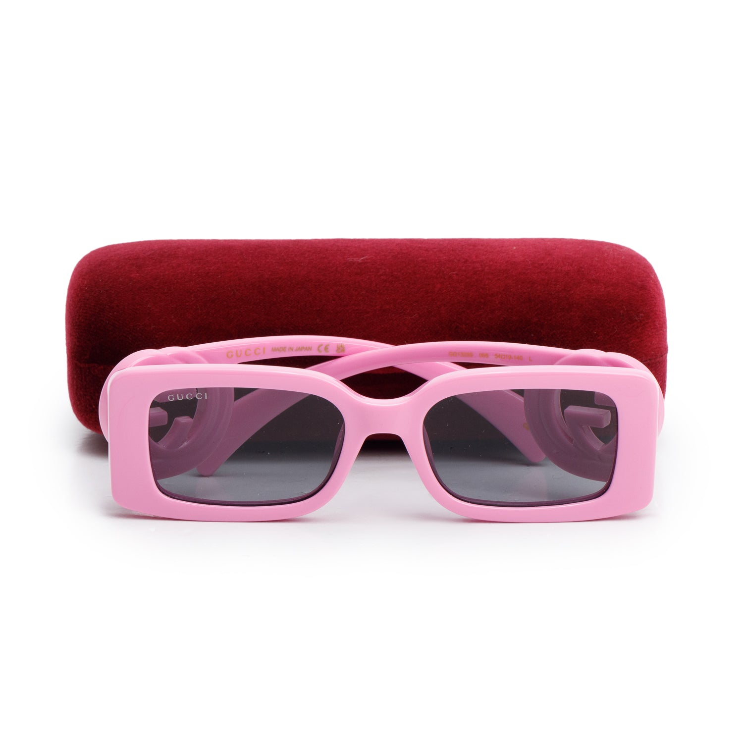 Gucci GG1325S Pink Interlocking GG Rectangle Sunglasses w/ Case