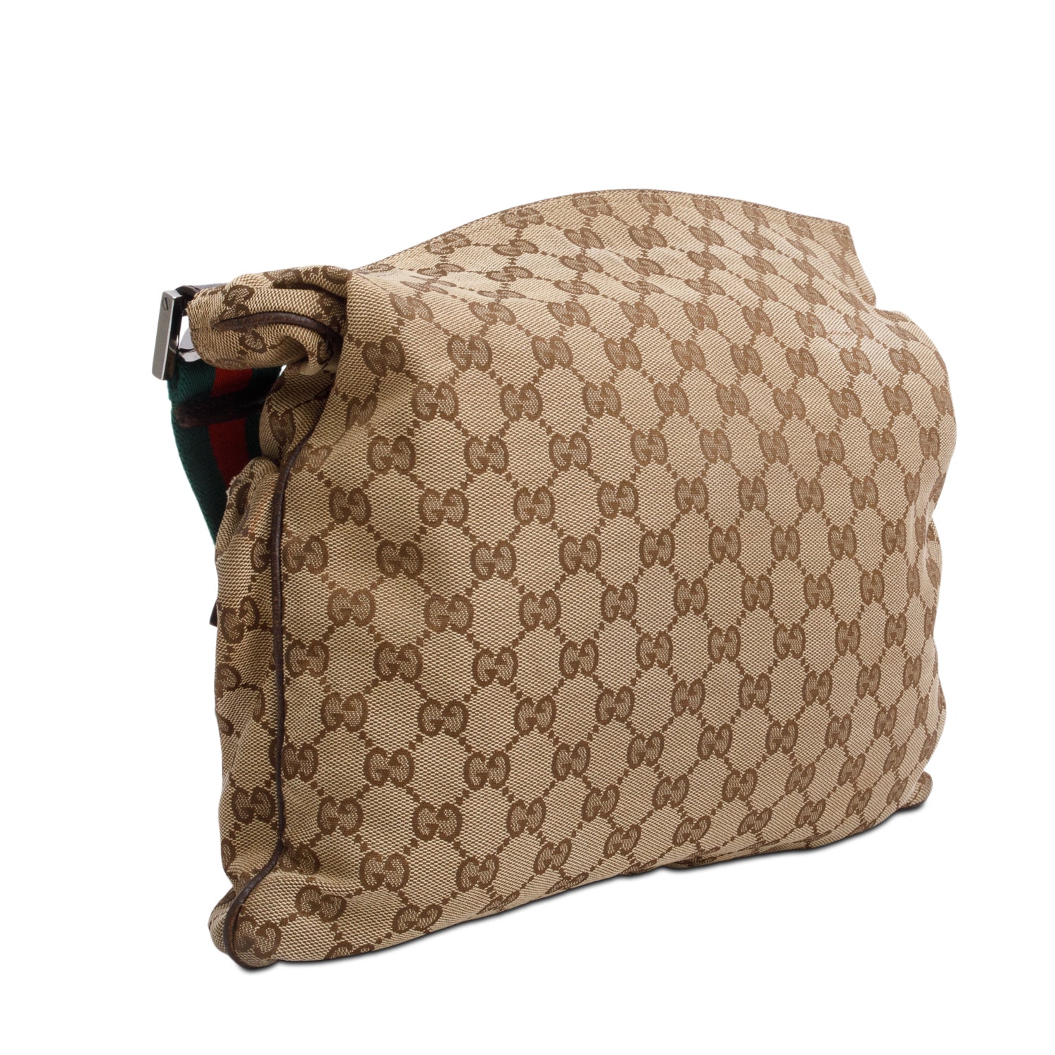 Gucci GG Canvas Web Sherry Medium Double Pocket Shoulder Bag