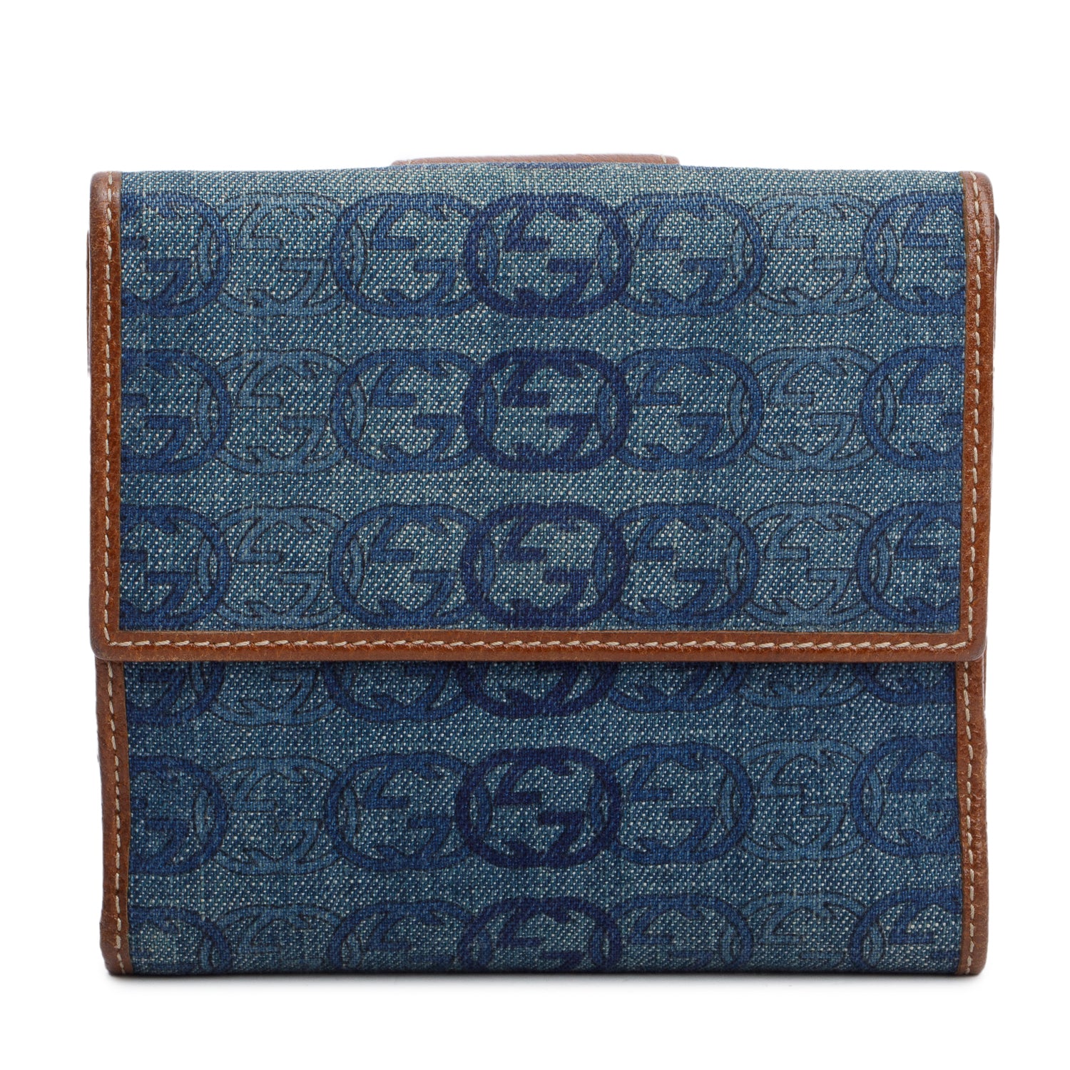 Gucci Blue Denim Abbey Printed Compact Wallet