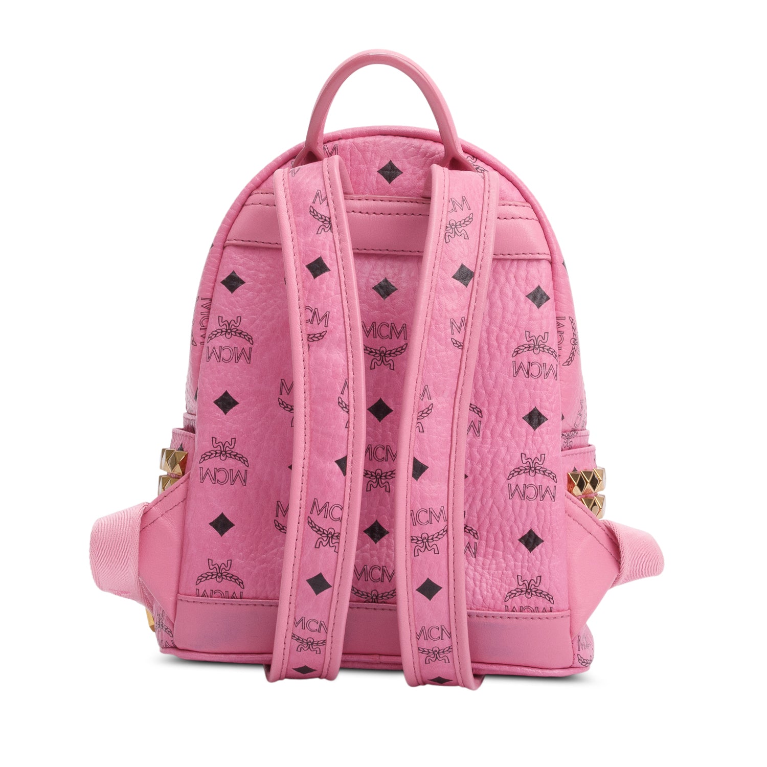 MCM Pink Visetos Side Studs Mini Stark Backpack