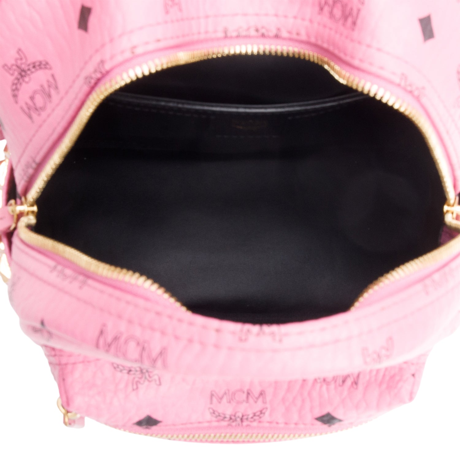 MCM Pink Visetos Side Studs Mini Stark Backpack