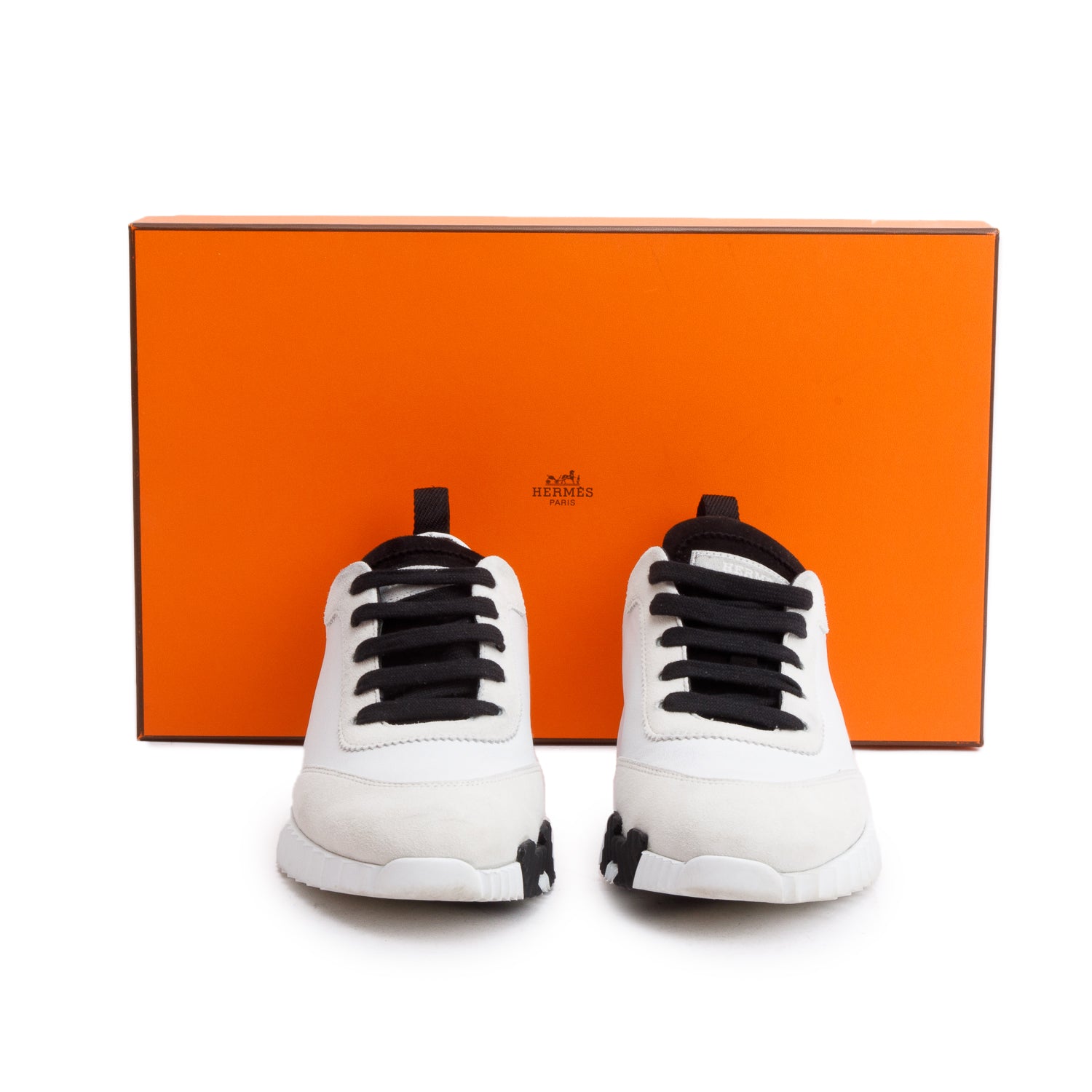 Hermes White Suede Goatskin Bouncing Sneakers, Size 36.5 w/ Box