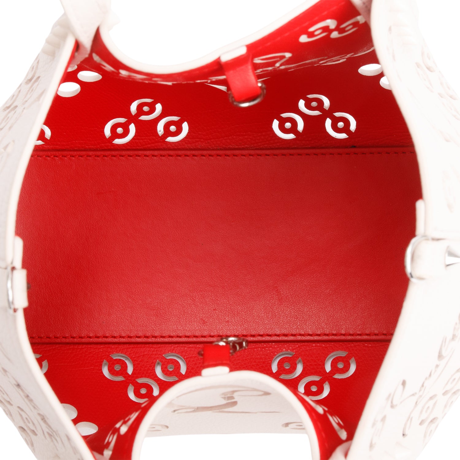 Christian Louboutin Neutral Calf Leather Spike Mini Cabarock Tote Bag w/ Strap