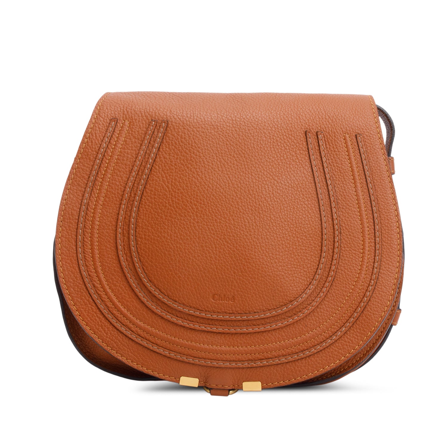 Chloe Brown Calfskin Leather Medium Marcie Crossbody Bag w/ Authenticity Card