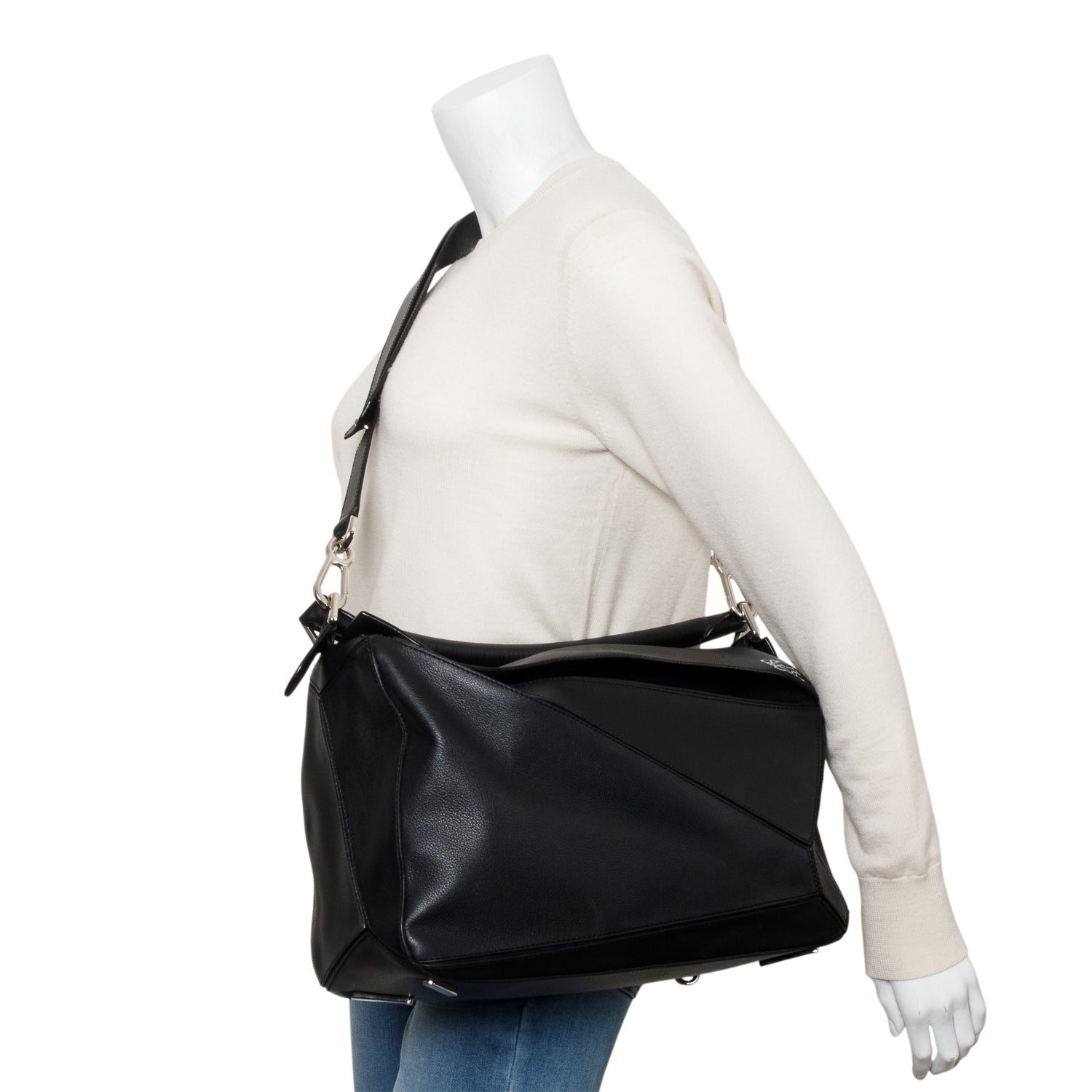 Loewe Black Calfskin Leather Large Puzzle Edge Bag