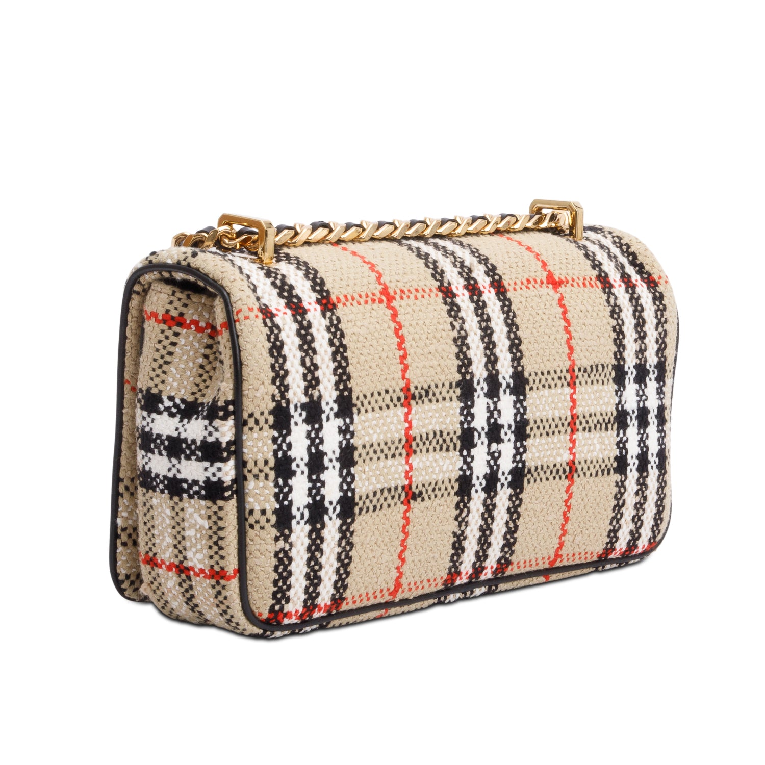 Burberry Beige Check Tweed Small Lola TB Shoulder Bag w/ Box