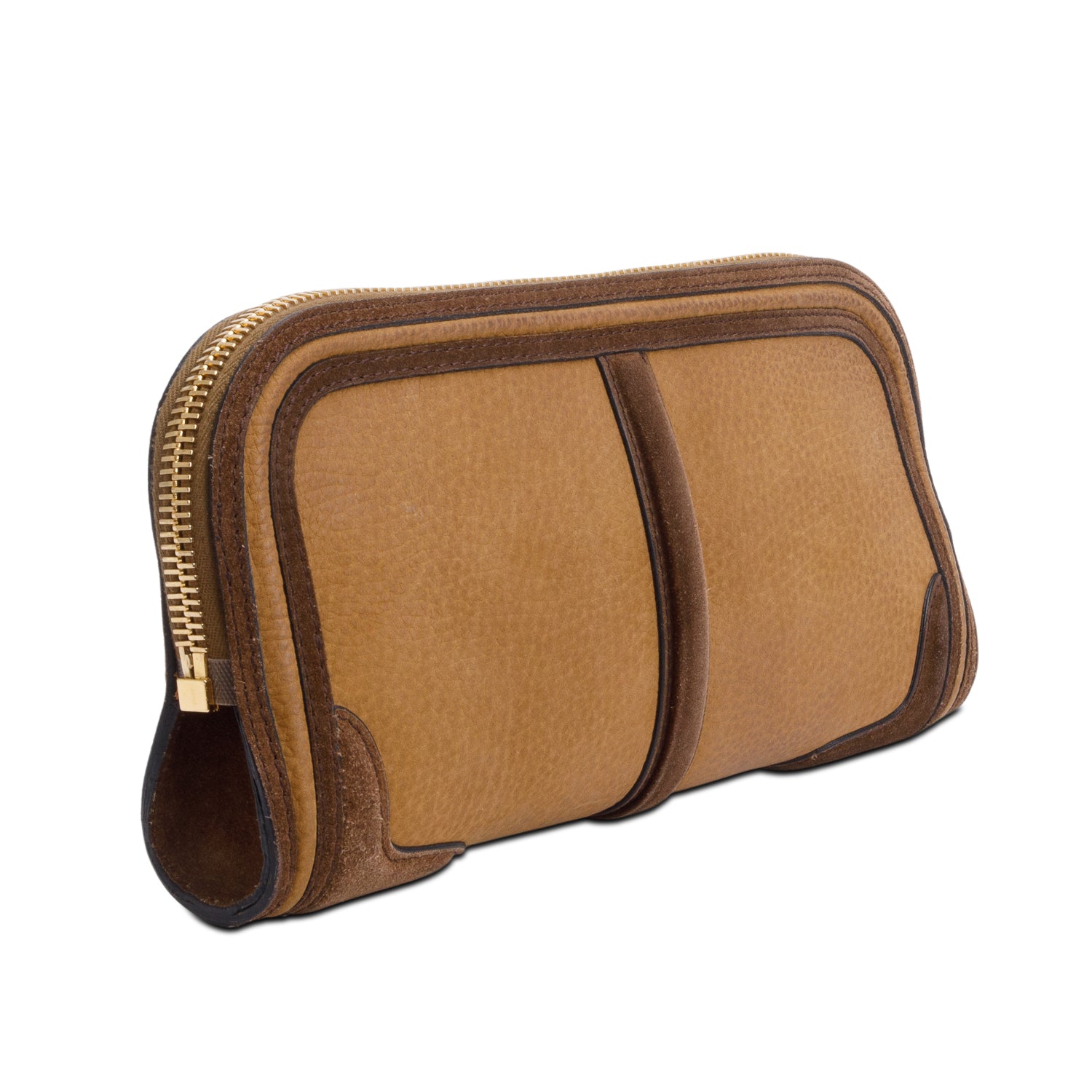 Burberry Beige/Brown Nubuck Leather Alma Dog Clutch