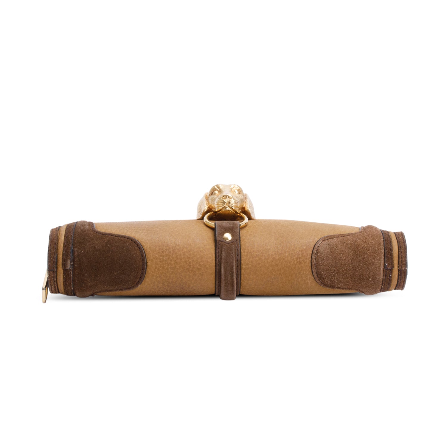 Burberry Beige/Brown Nubuck Leather Alma Dog Clutch