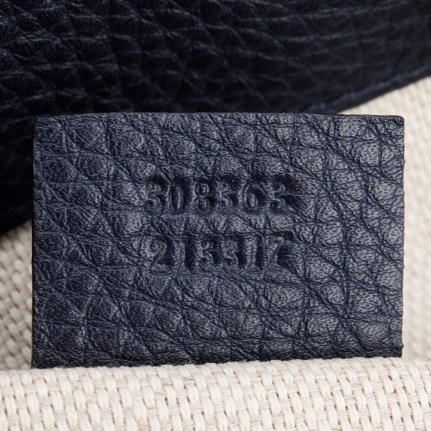 Gucci Navy Grained Leather Medium Soho Working Tote w/ Strap