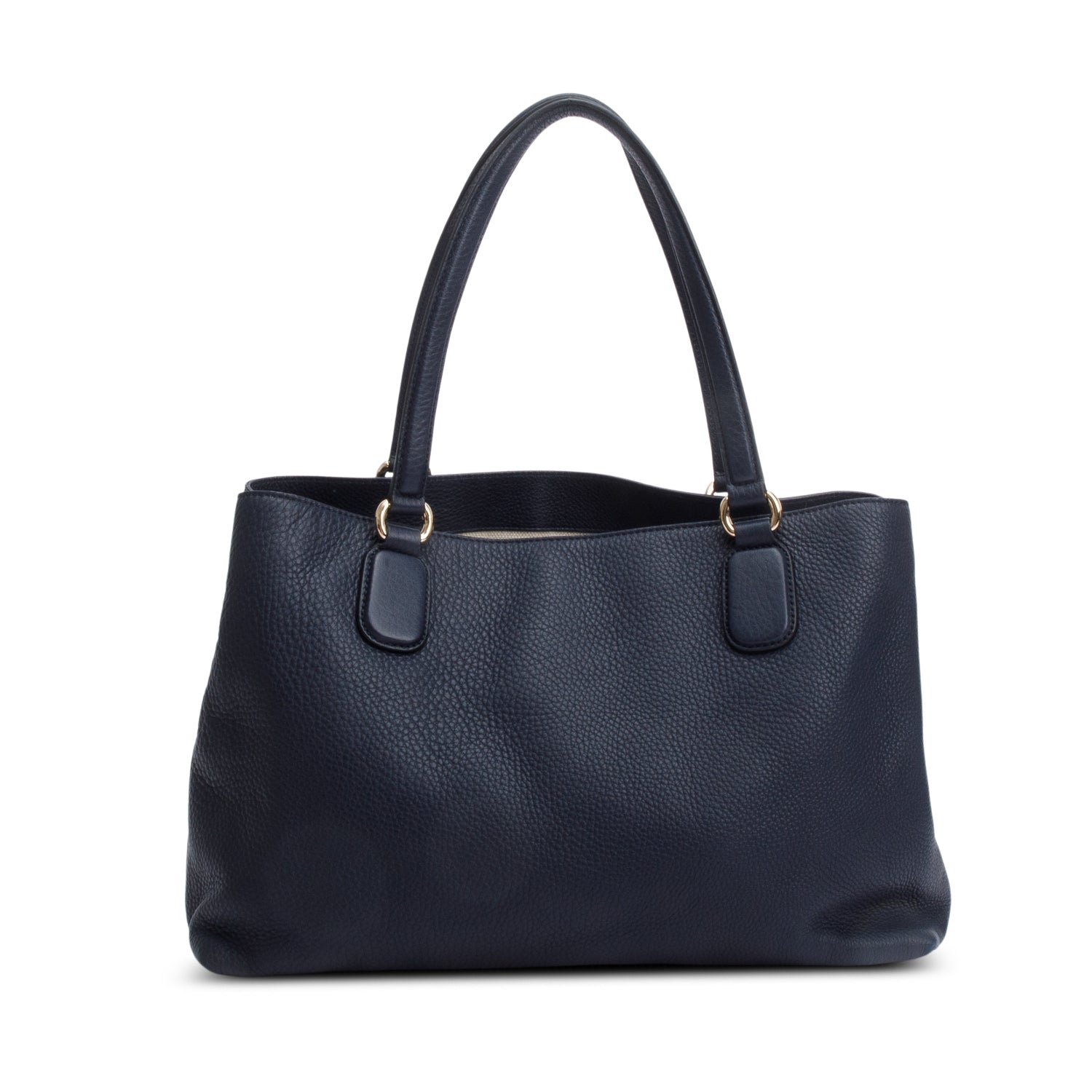 Gucci Navy Grained Leather Medium Soho Working Tote w/ Strap