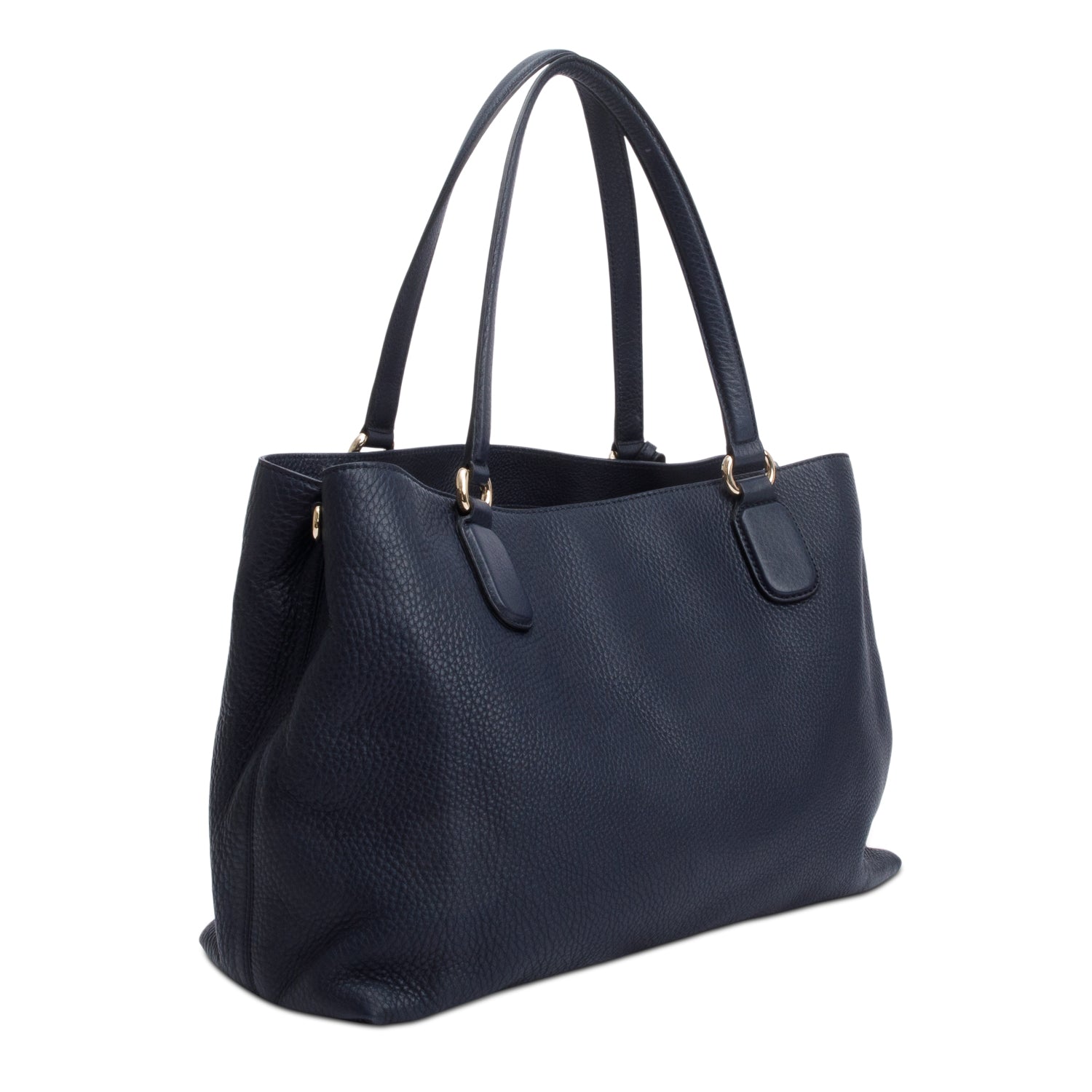 Gucci Navy Grained Leather Medium Soho Working Tote w/ Strap