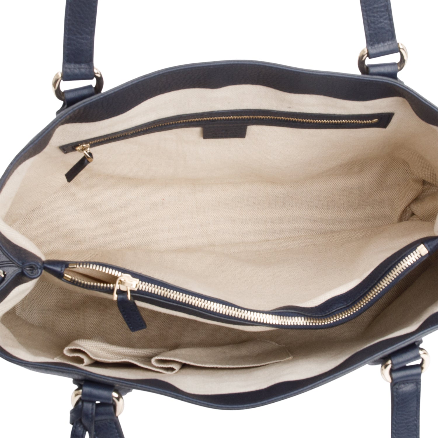 Gucci Navy Grained Leather Medium Soho Working Tote w/ Strap