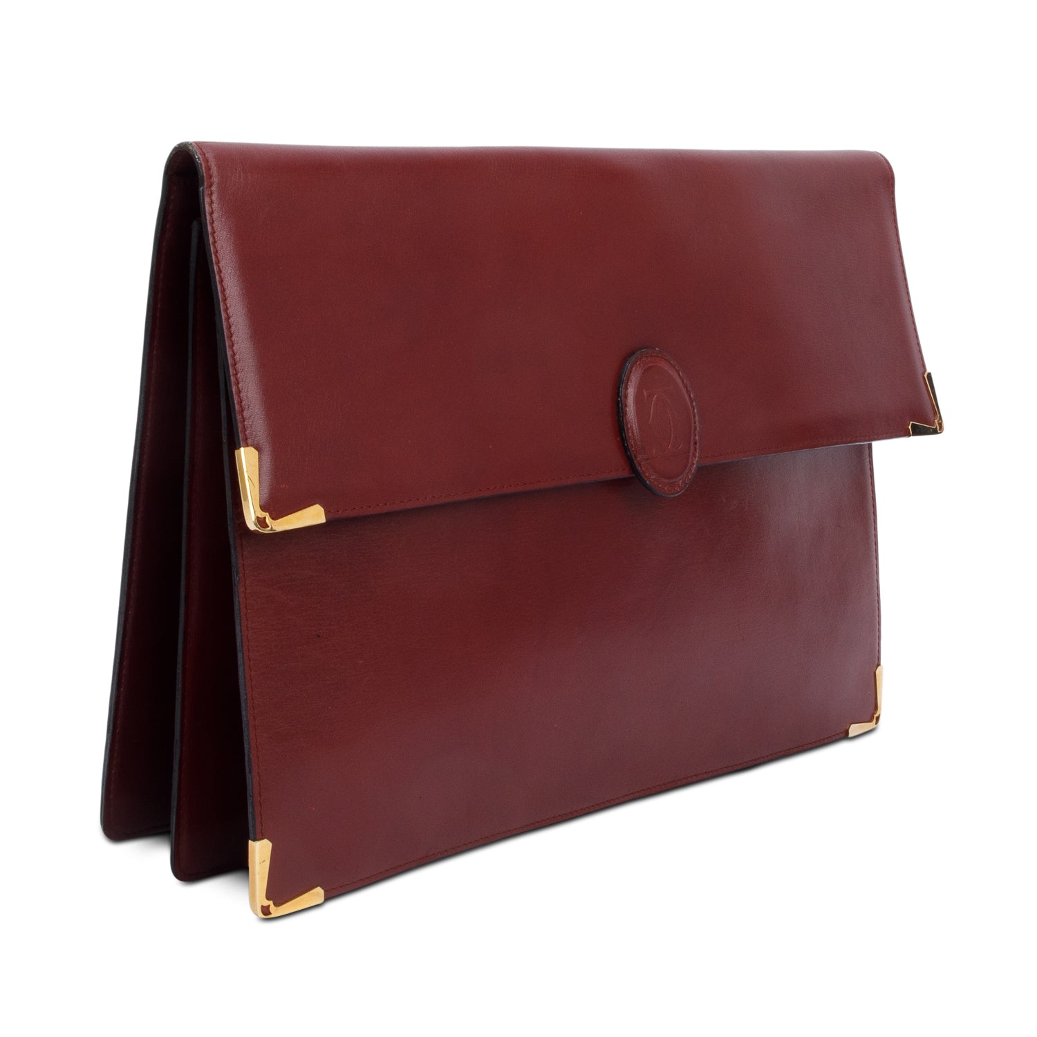 Cartier Burgundy Leather C De Cartier Clutch