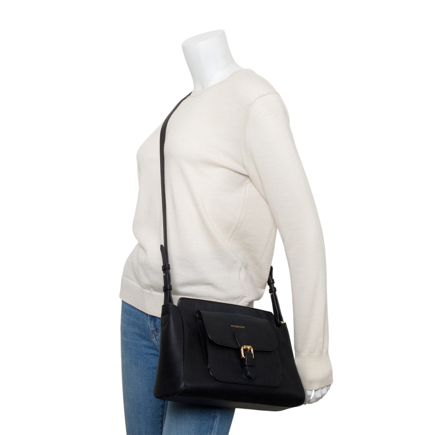 Burberry Black Leather Front Pocket Crossbody Bag