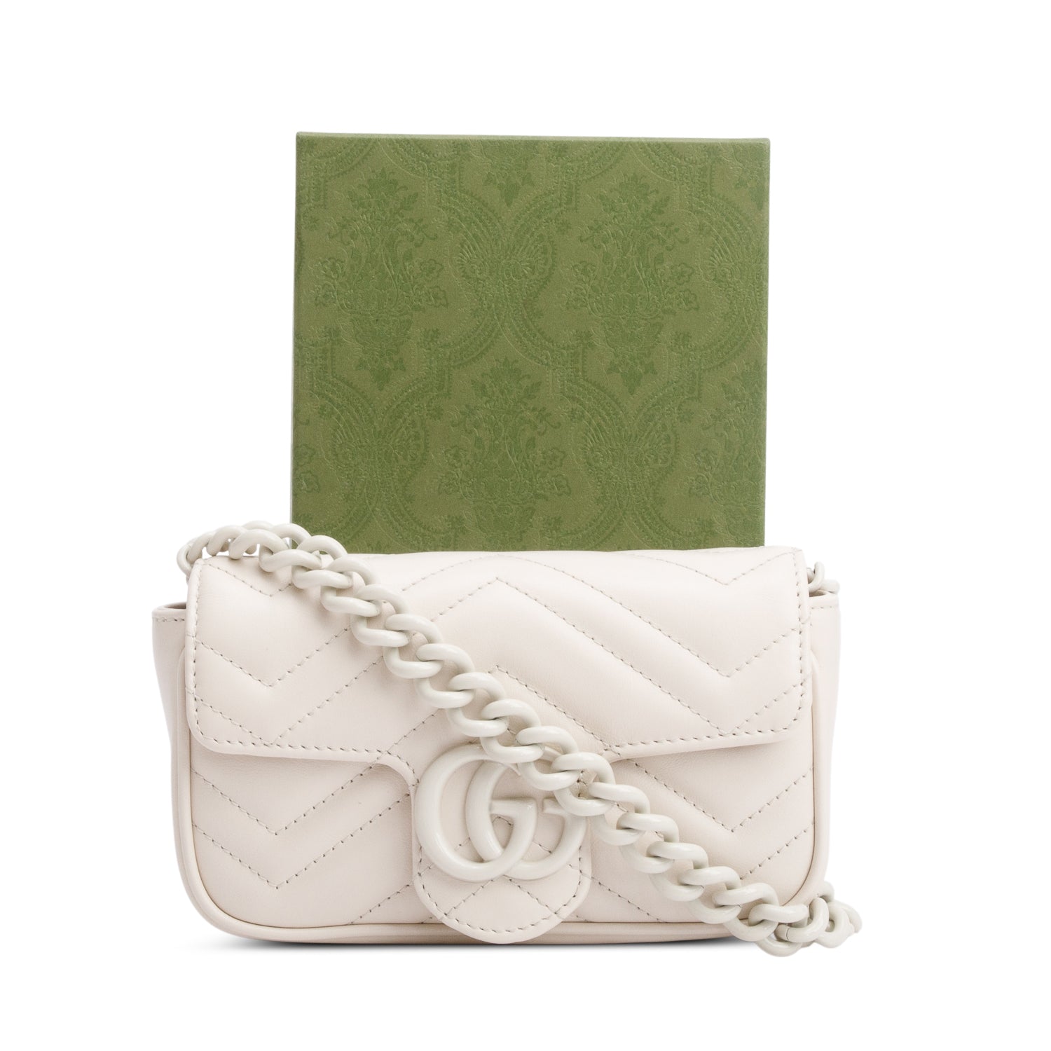 Gucci White GG Marmont Matelasse Monochrome Belt Bag w/ Box