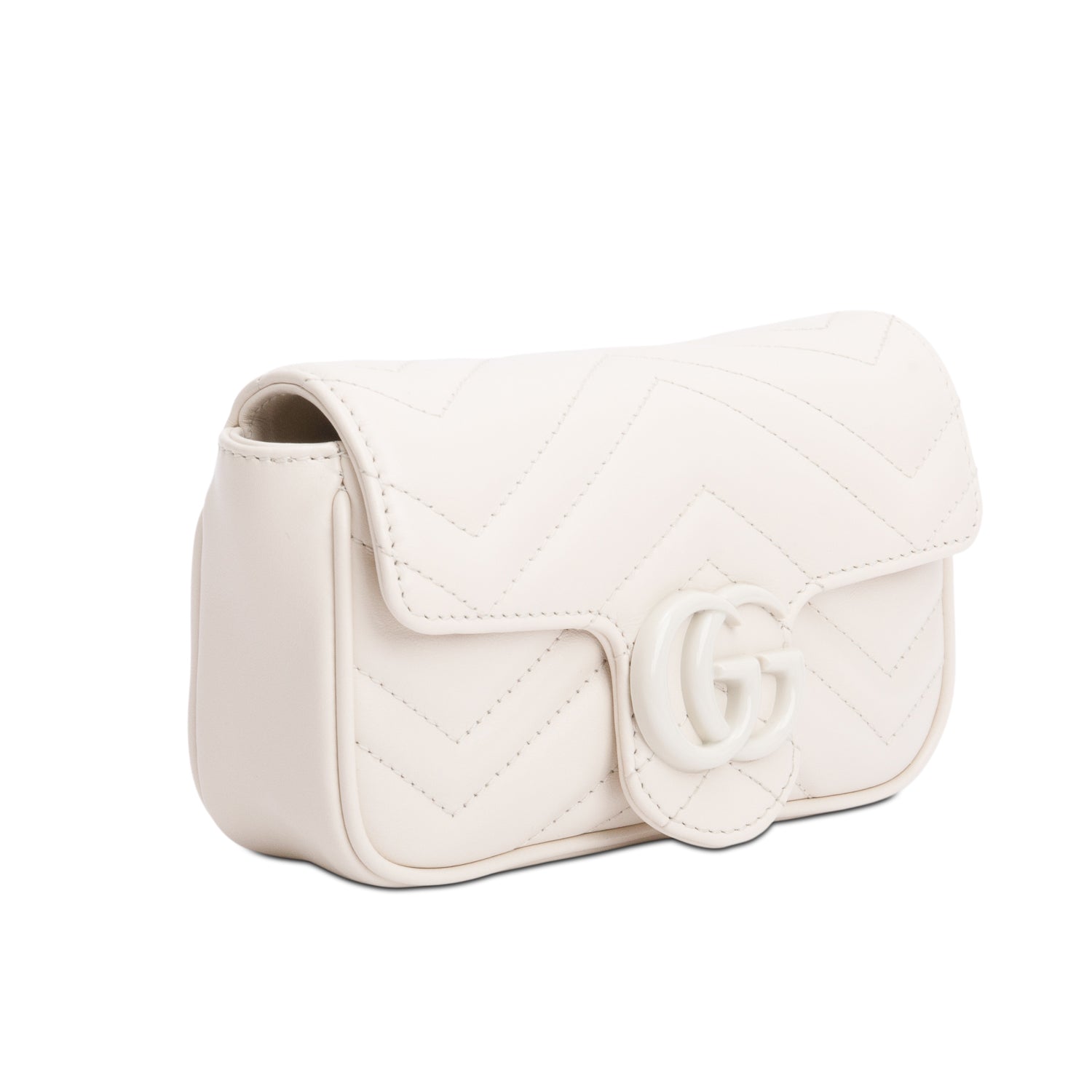 Gucci White GG Marmont Matelasse Monochrome Belt Bag w/ Box