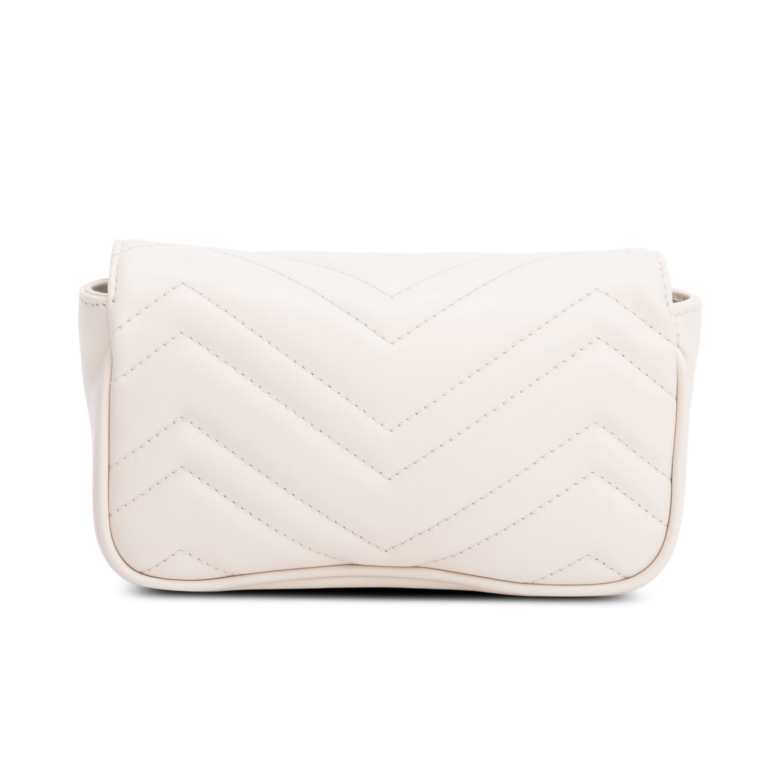 Gucci White GG Marmont Matelasse Monochrome Belt Bag w/ Box