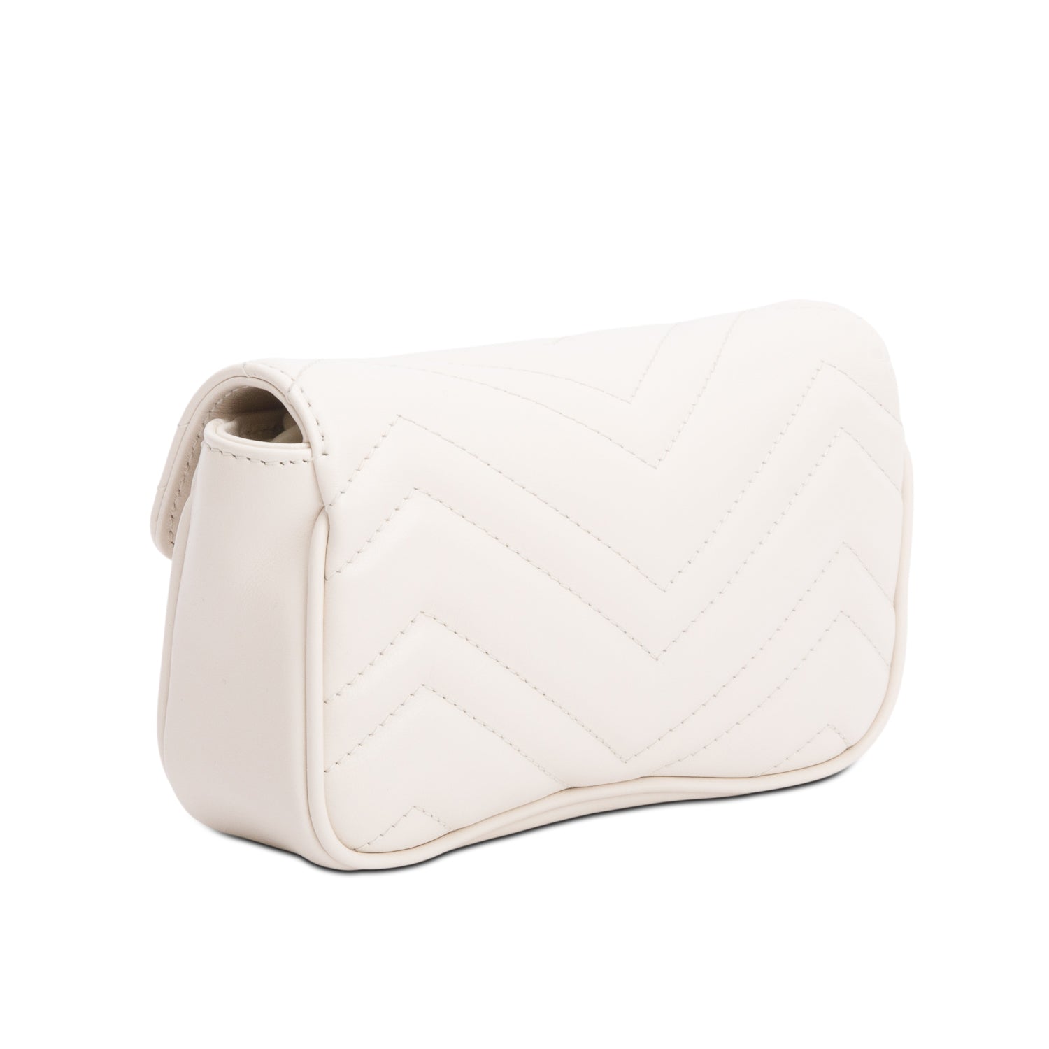 Gucci White GG Marmont Matelasse Monochrome Belt Bag w/ Box