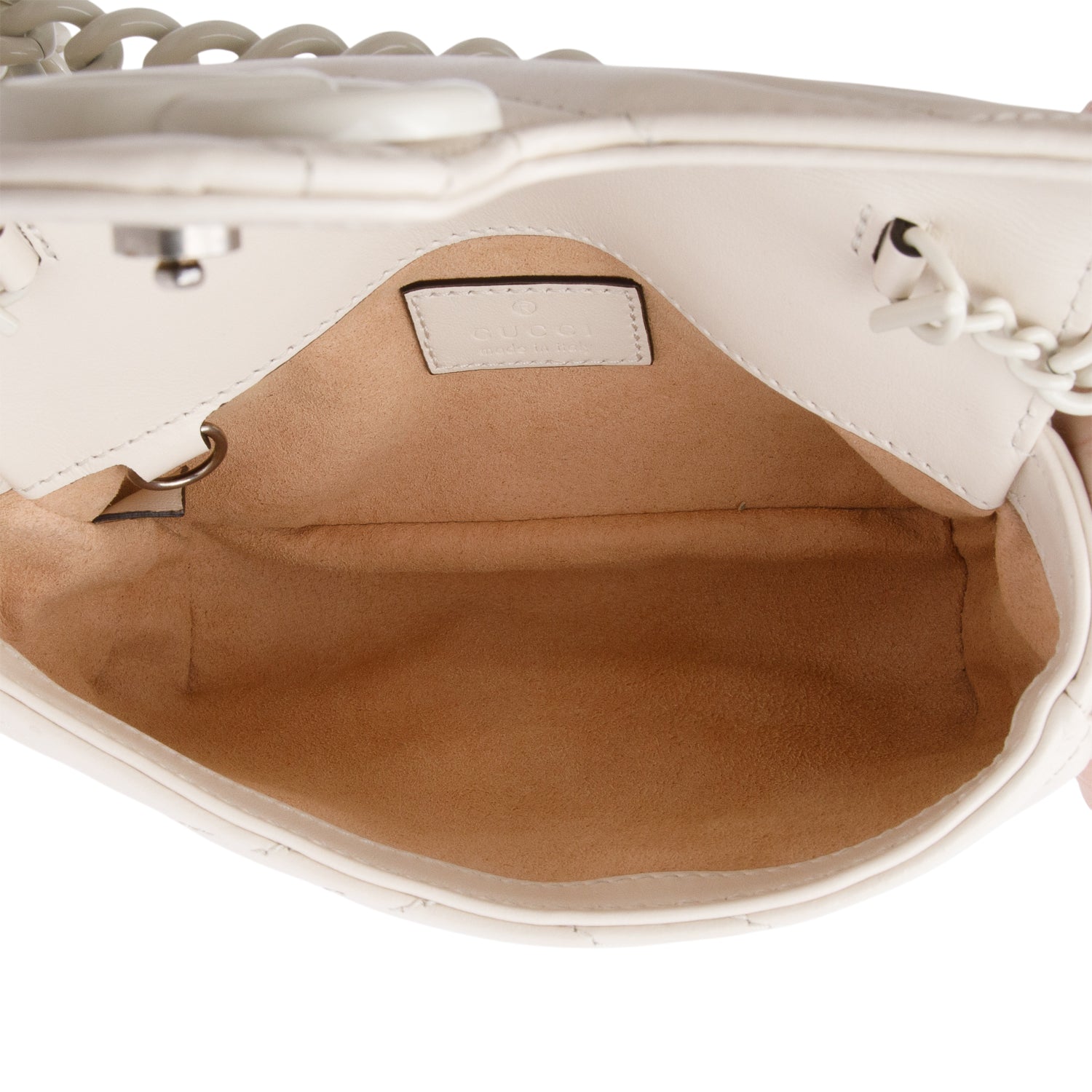 Gucci White GG Marmont Matelasse Monochrome Belt Bag w/ Box