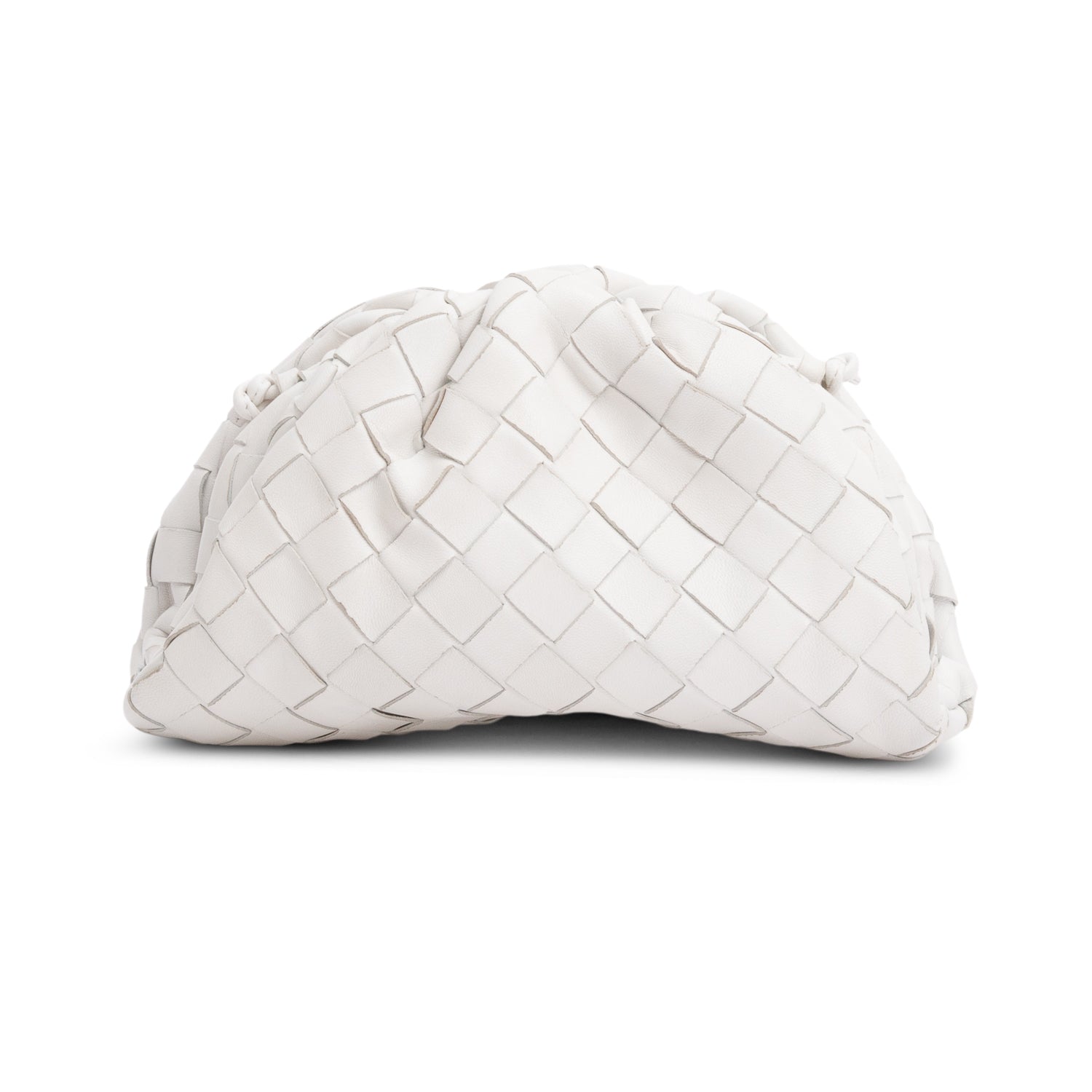 Bottega Veneta White Calfskin Intrecciato Leather The Mini Pouch