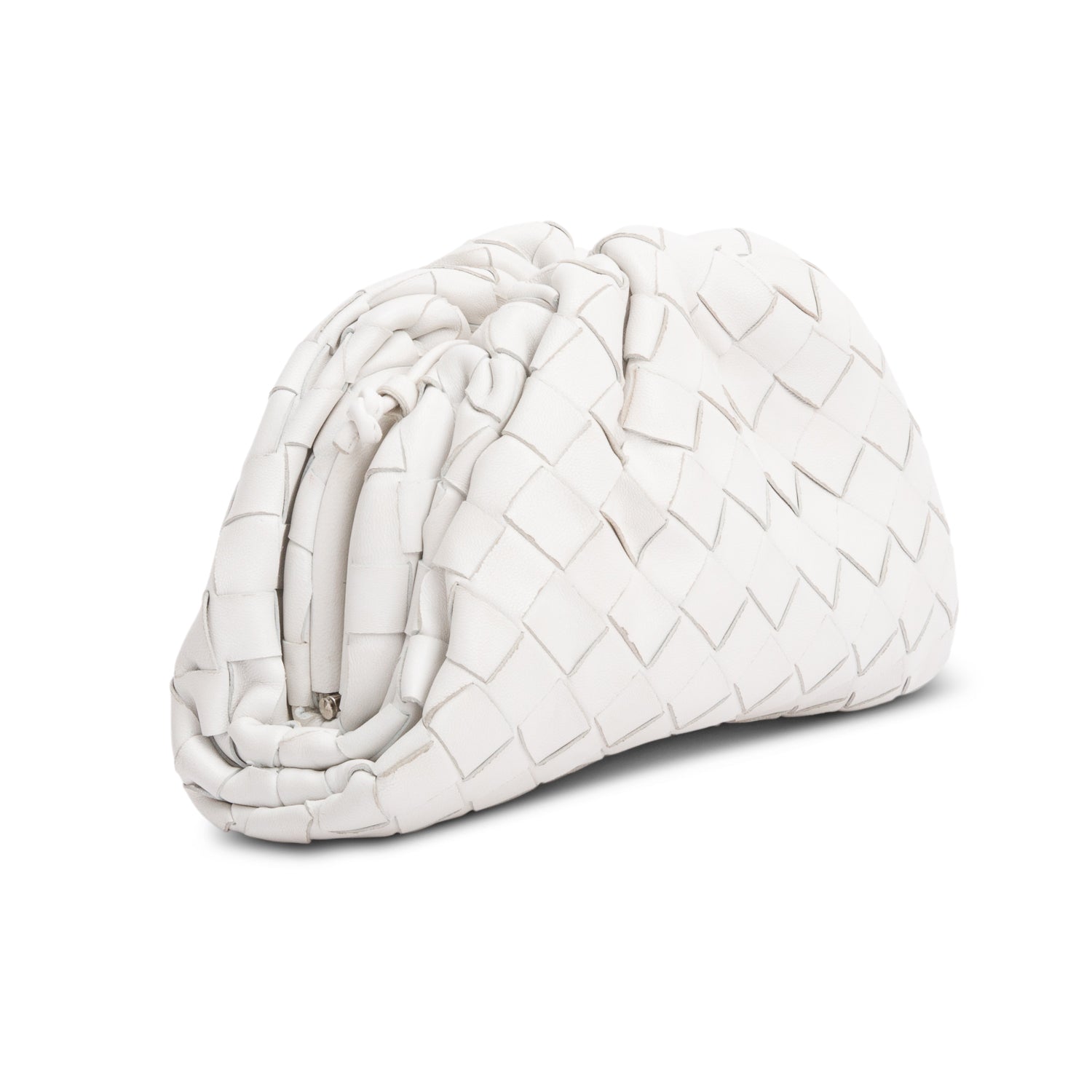 Bottega Veneta White Calfskin Intrecciato Leather The Mini Pouch