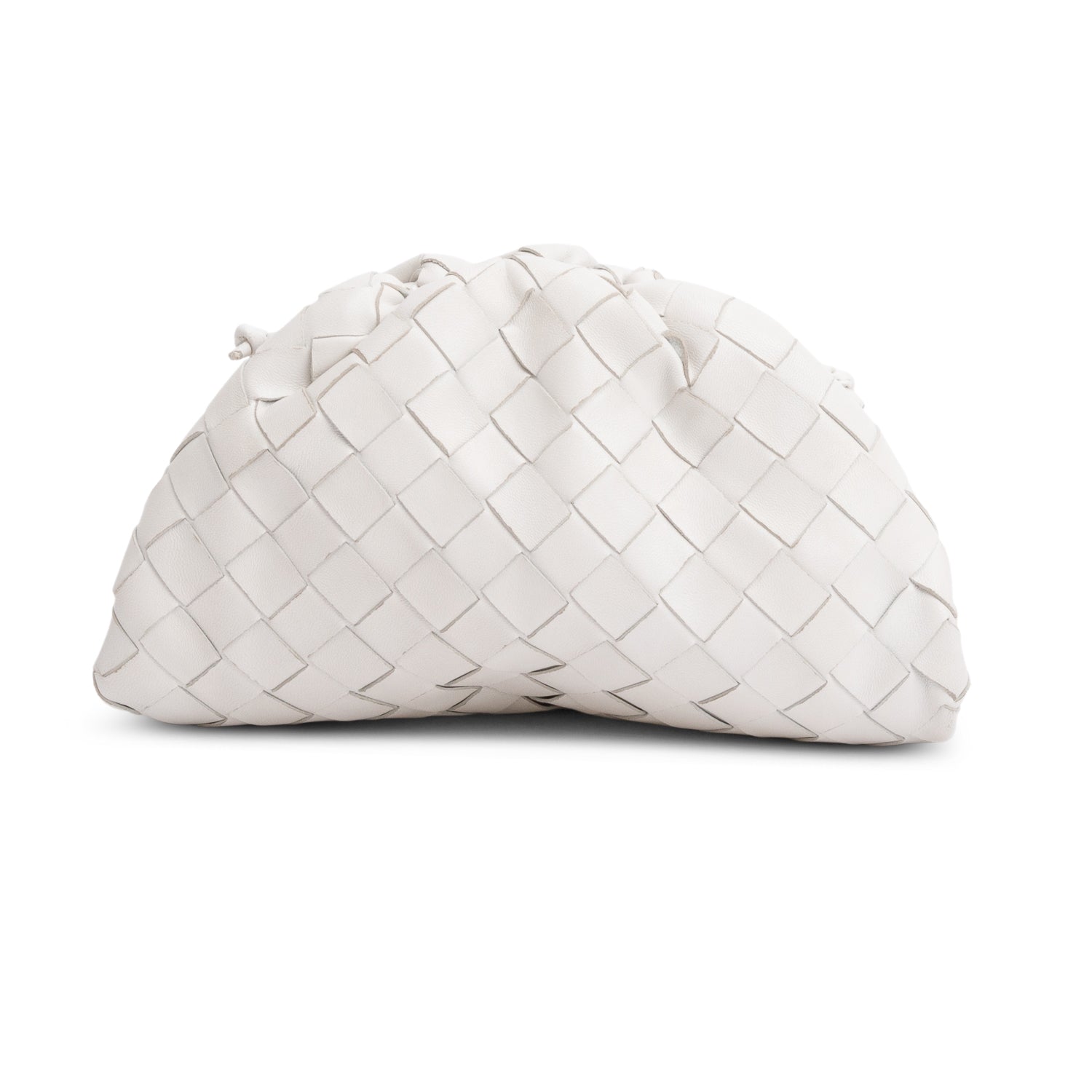 Bottega Veneta White Calfskin Intrecciato Leather The Mini Pouch