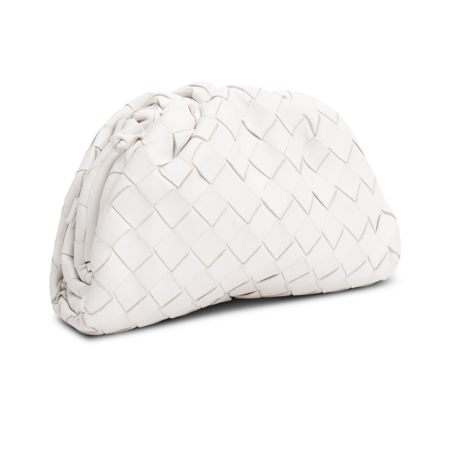 Bottega Veneta White Calfskin Intrecciato Leather The Mini Pouch
