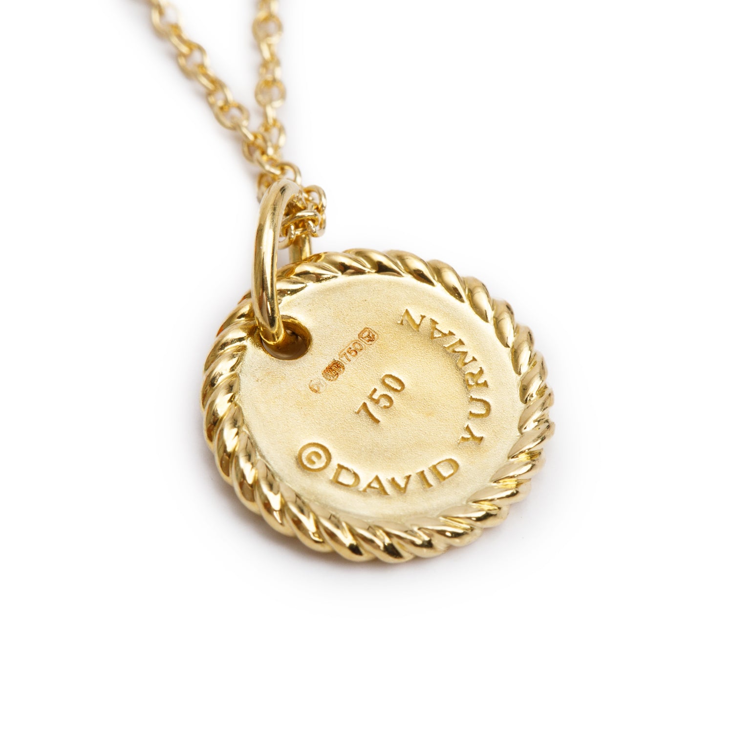 David Yurman 18k Yellow Gold Diamond Initial 'O Charm Pendant Necklace