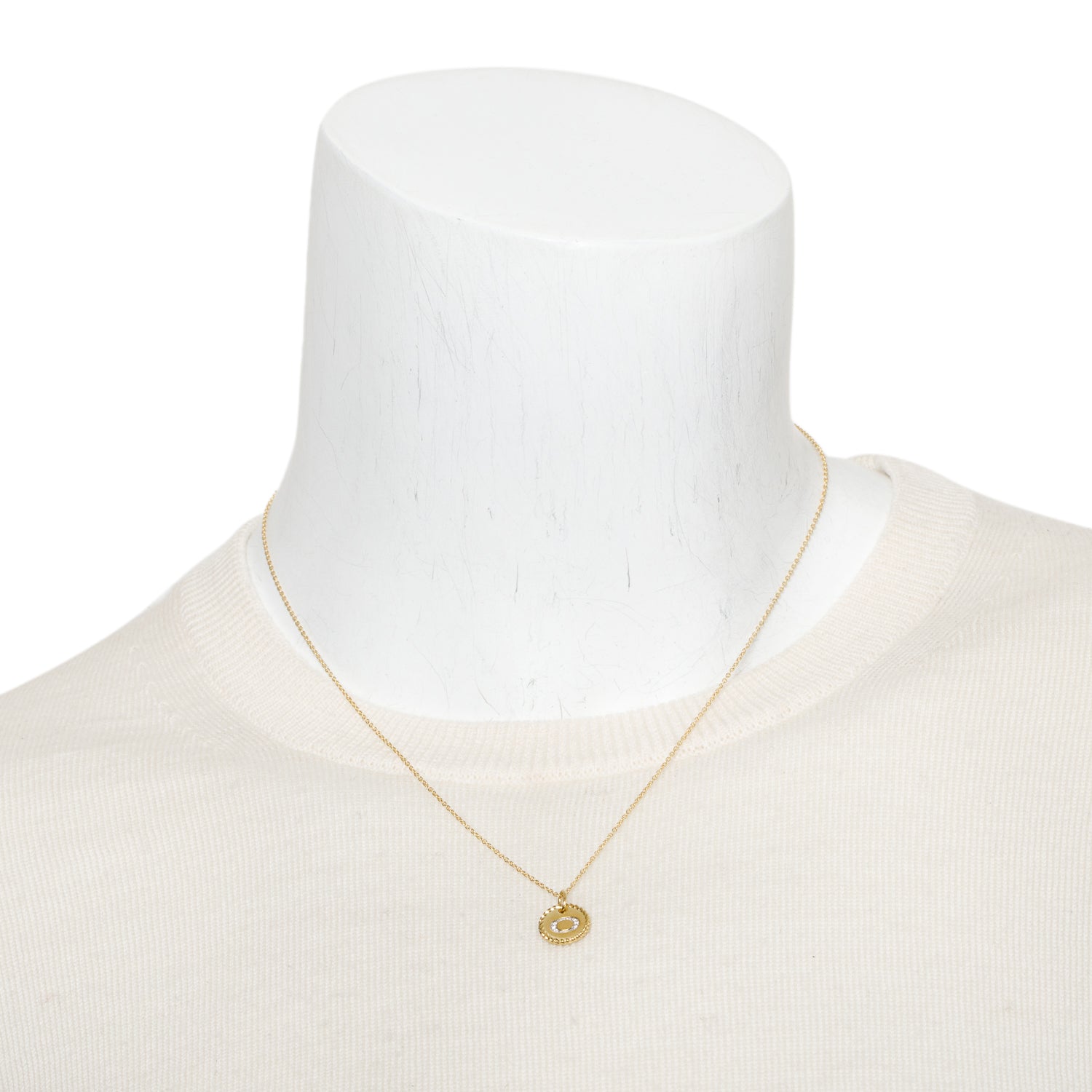 David Yurman 18k Yellow Gold Diamond Initial 'O Charm Pendant Necklace