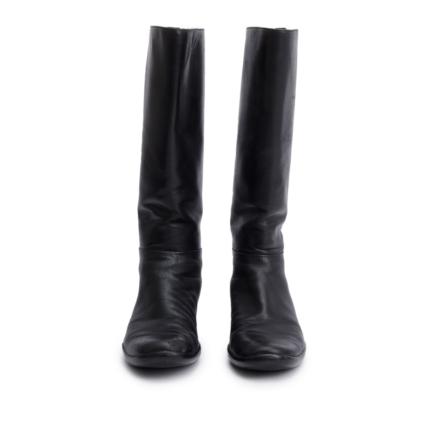 Prada Black Leather Riding Boots, Size 8 w/ Box