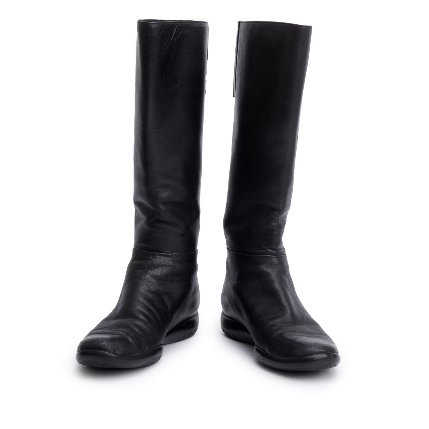 Prada Black Leather Riding Boots, Size 8 w/ Box