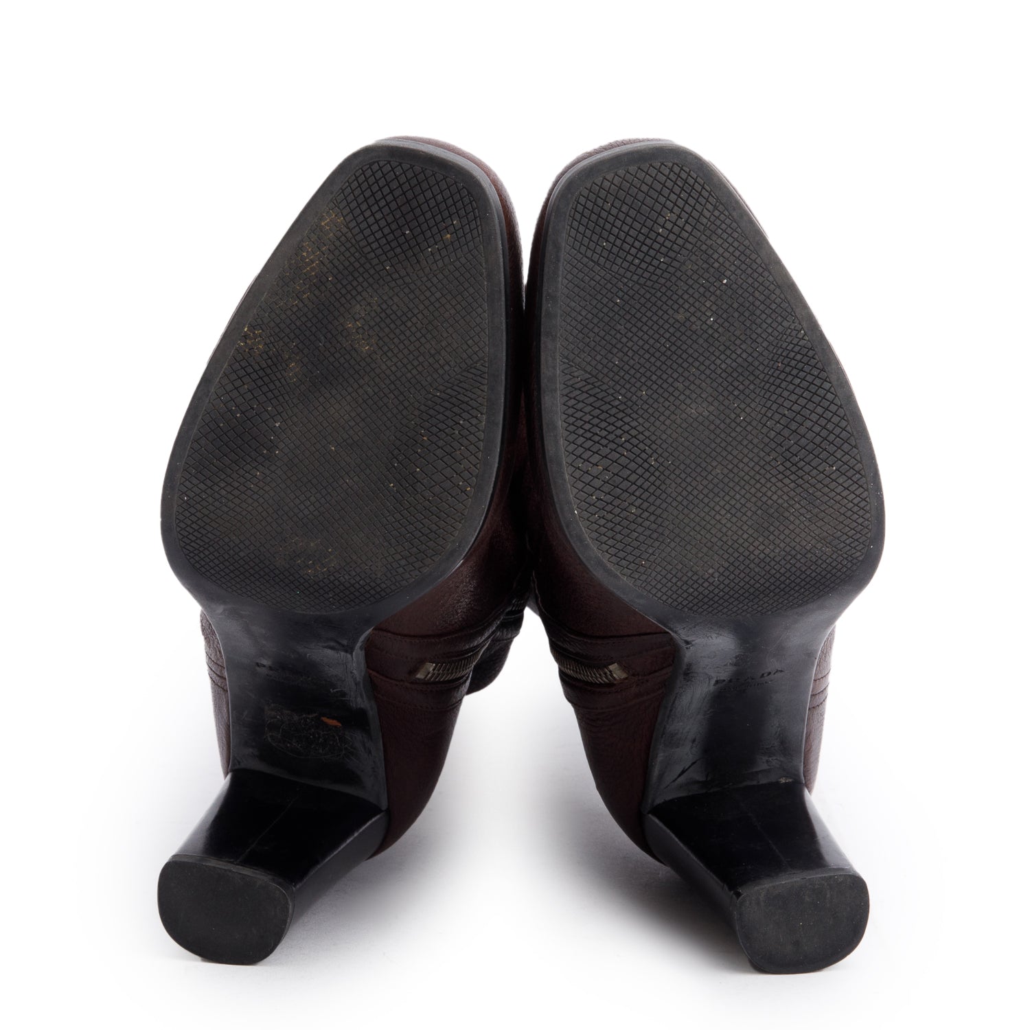 Prada Brown Leather Mid-Calf Boots, Size 40