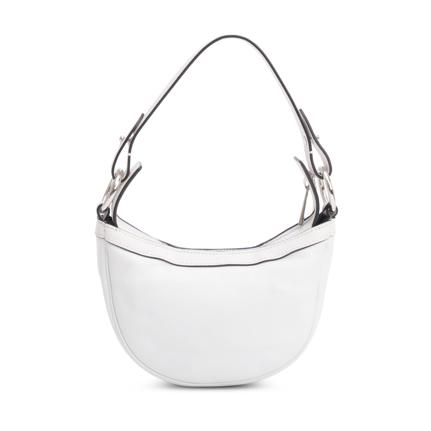Versace White Leather Mini Repeat Hobo w/ Strap