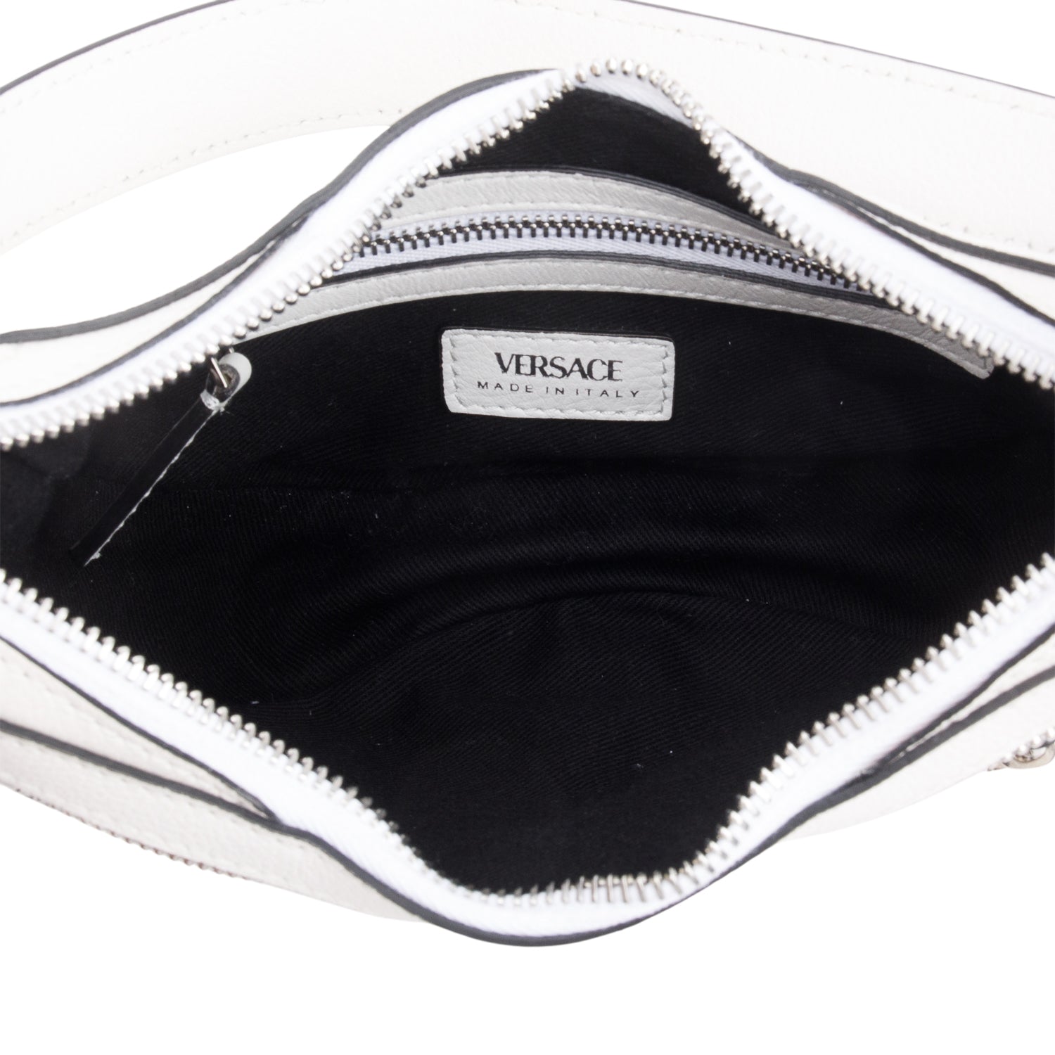 Versace White Leather Mini Repeat Hobo w/ Strap