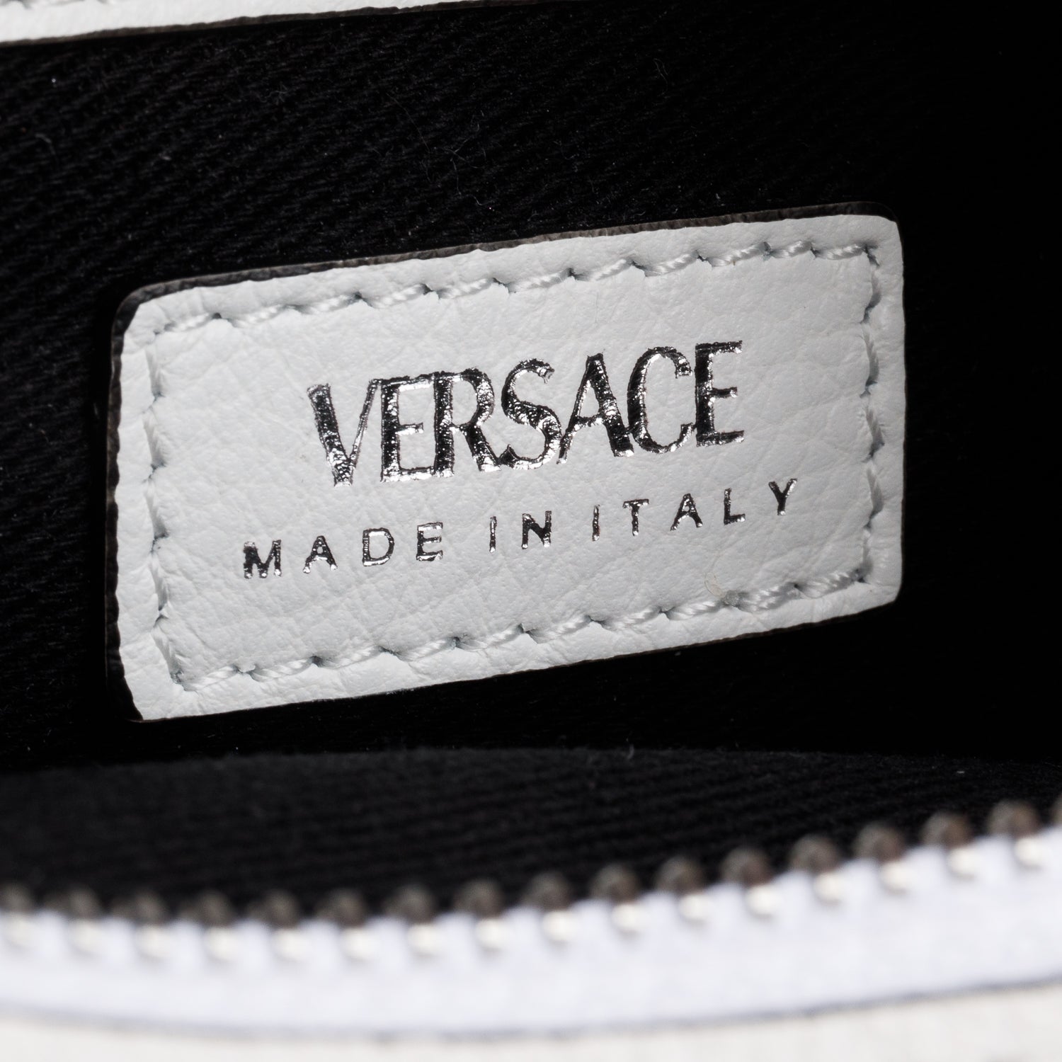 Versace White Leather Mini Repeat Hobo w/ Strap