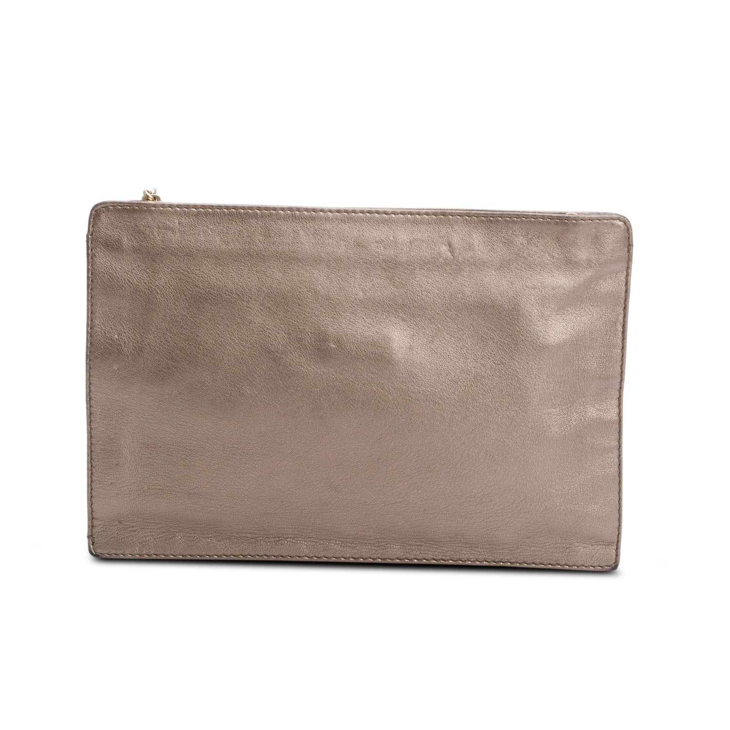 Versace Gold Metallic Leather Vanitas Tassel Clutch